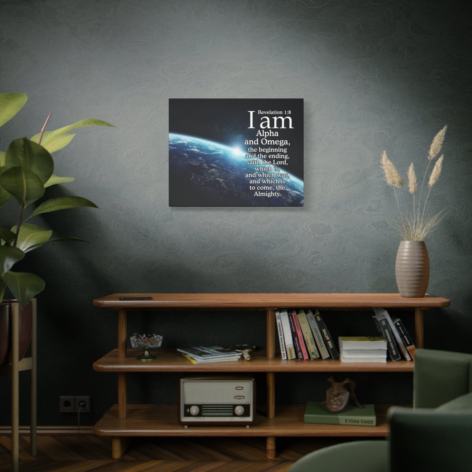 Scripture Canvas Revelation 1:8 Alpha ansd Omega Christian Wall Art Bible Verse Print Ready to Hang-Express Your Love Gifts