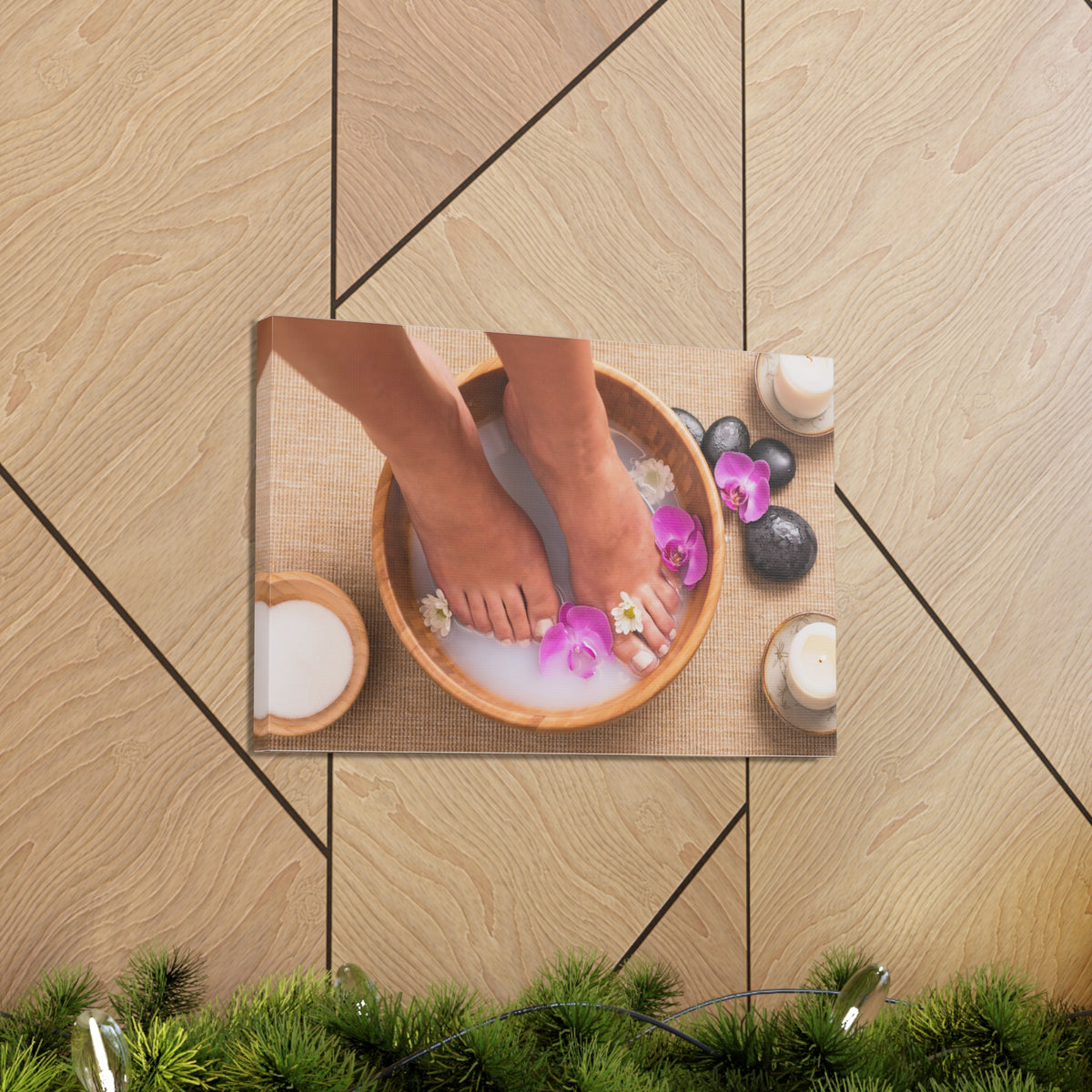 Footbath With Orchid Forest Floral Nature Photography Canvas Wall Art for Home Decor Ready-to-Hang-Express Your Love Gifts