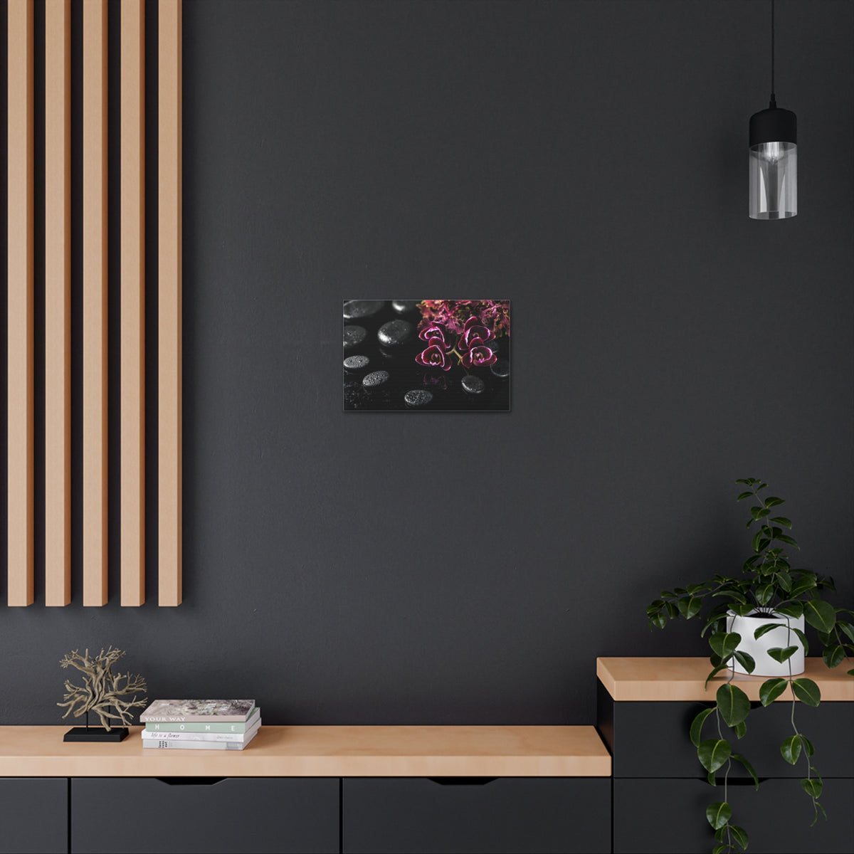 Dark Cherry Orchid Forest Floral Nature Photography Canvas Wall Art for Home Decor Ready-to-Hang-Express Your Love Gifts