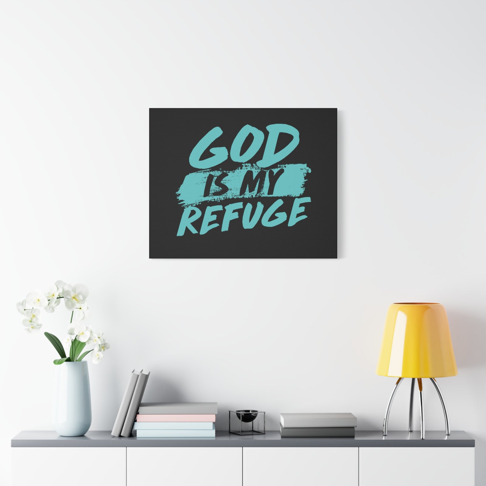 Scripture Canvas God Is My Refuge Psalm 46:1 Christian Wall Art Print Ready to Hang-Express Your Love Gifts