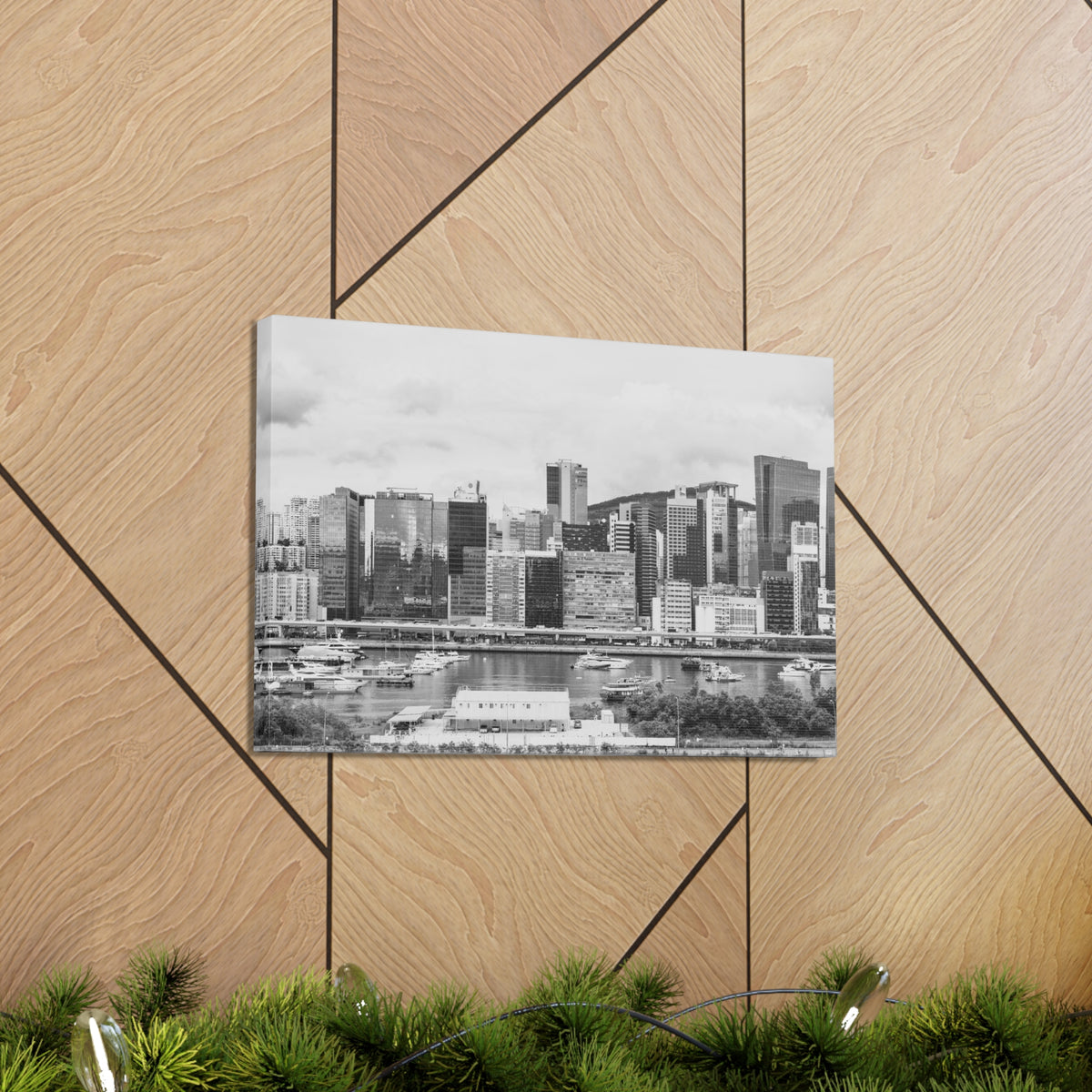 Hong Kong Black And White Skyline Canvas Artwork High-Quality Breathtaking Stunning Cityscape for Home Decor Ready to Hang-Express Your Love Gifts