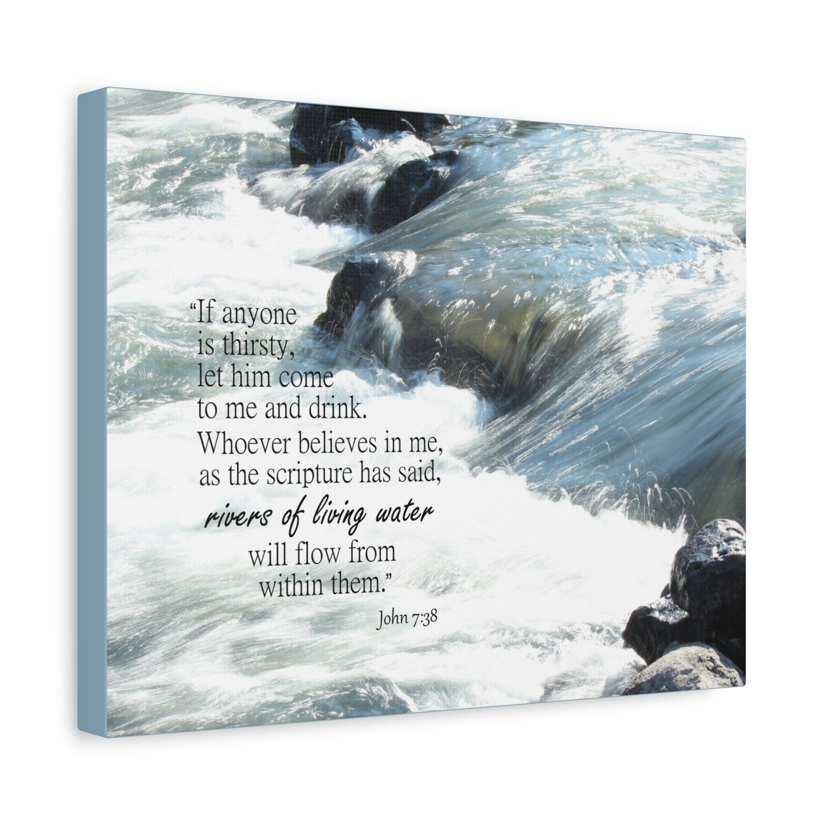 Scripture Canvas Rivers Of Living Water John 7:38 Christian Wall Art Bible Verse Print Ready to Hang-Express Your Love Gifts