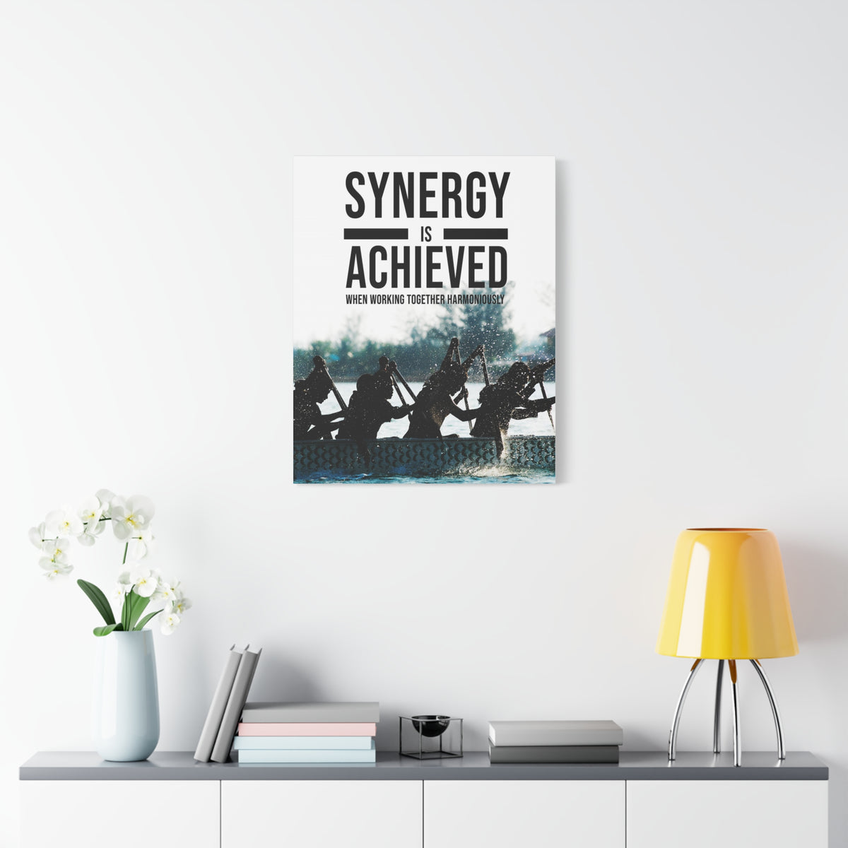 Synergy is Achieved Motivational Printed On Ready To Hang Stretched Canvas Wall Art-Express Your Love Gifts