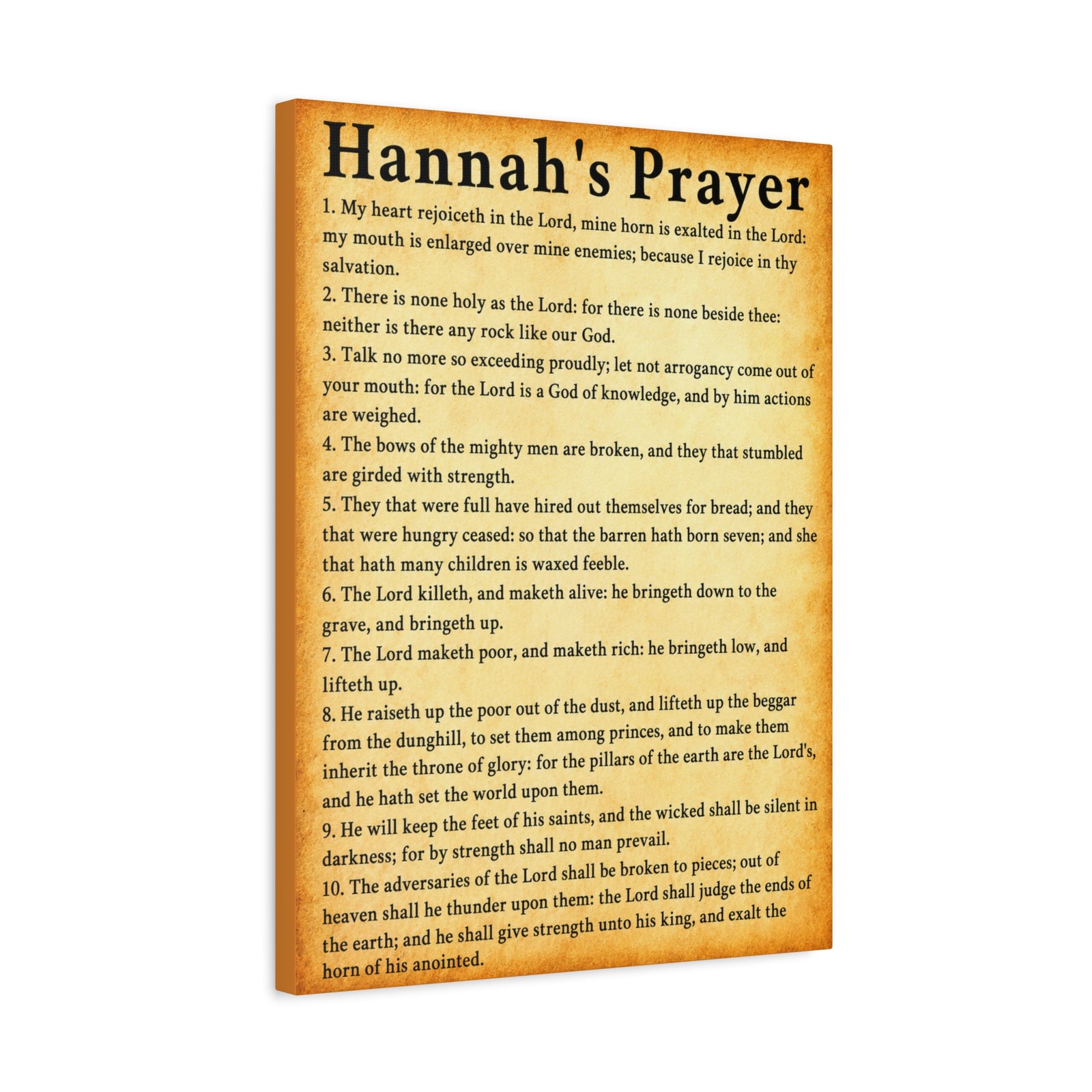 Scripture Walls Hannah's Prayer 1 Samuel 2:1–10 Gold Bible Verse Canvas Christian Wall Art Ready to Hang Unframed-Express Your Love Gifts