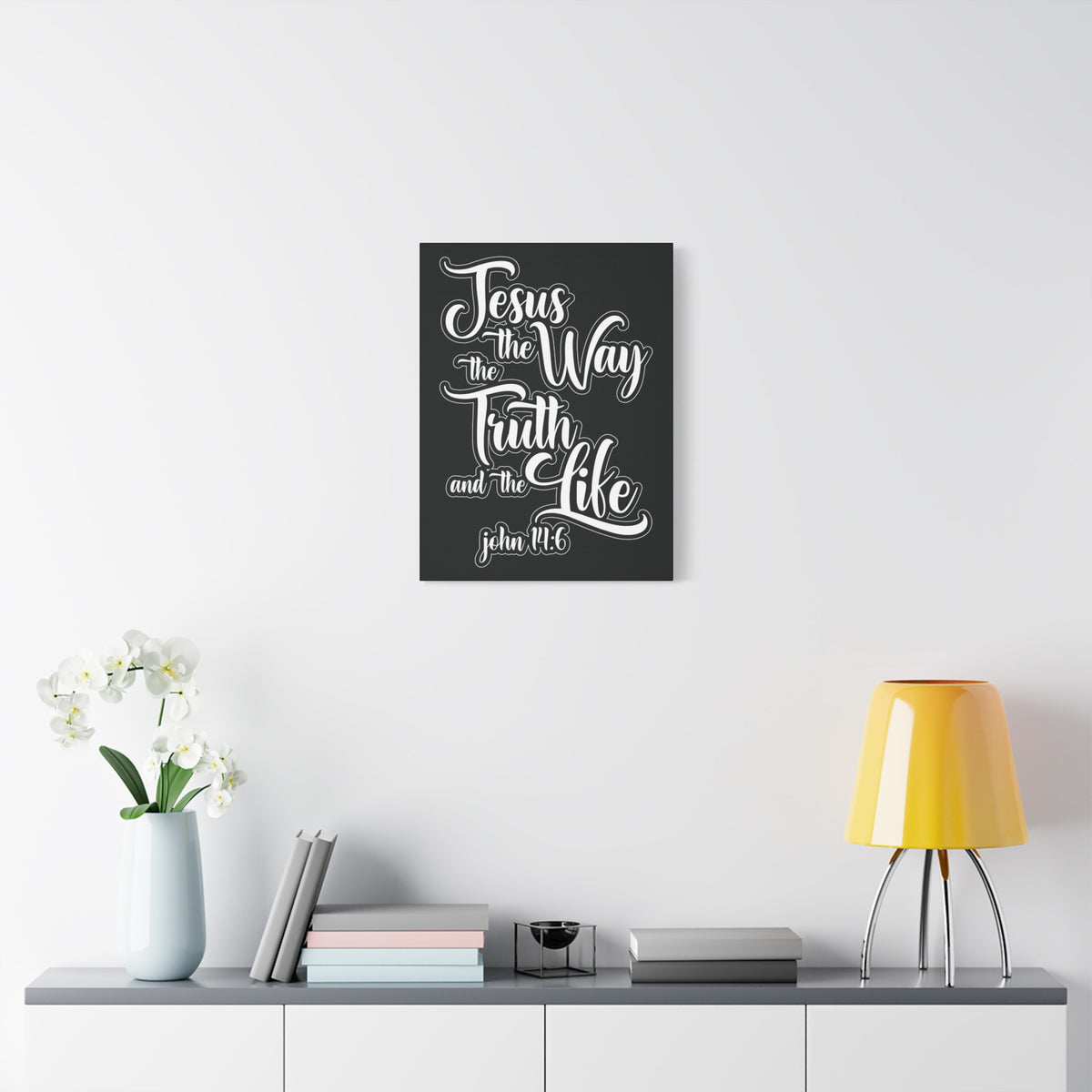 Scripture Walls Jesus The Way The Truth And The Life John 14:6 Black and White Bible Verse Canvas Christian Wall Art Ready To Hang-Express Your Love Gifts