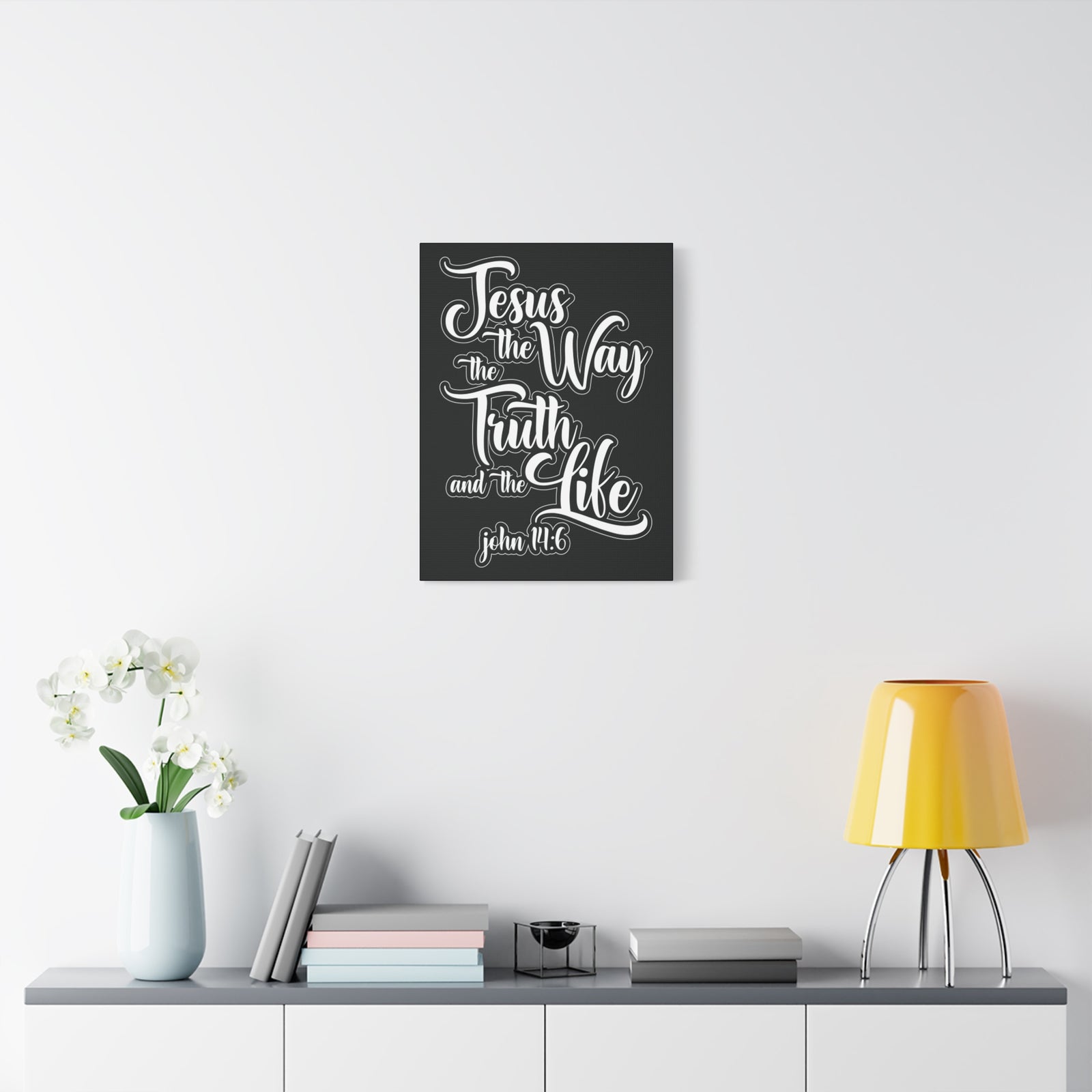 Scripture Walls Jesus The Way The Truth And The Life John 14:6 Black and White Bible Verse Canvas Christian Wall Art Ready To Hang-Express Your Love Gifts