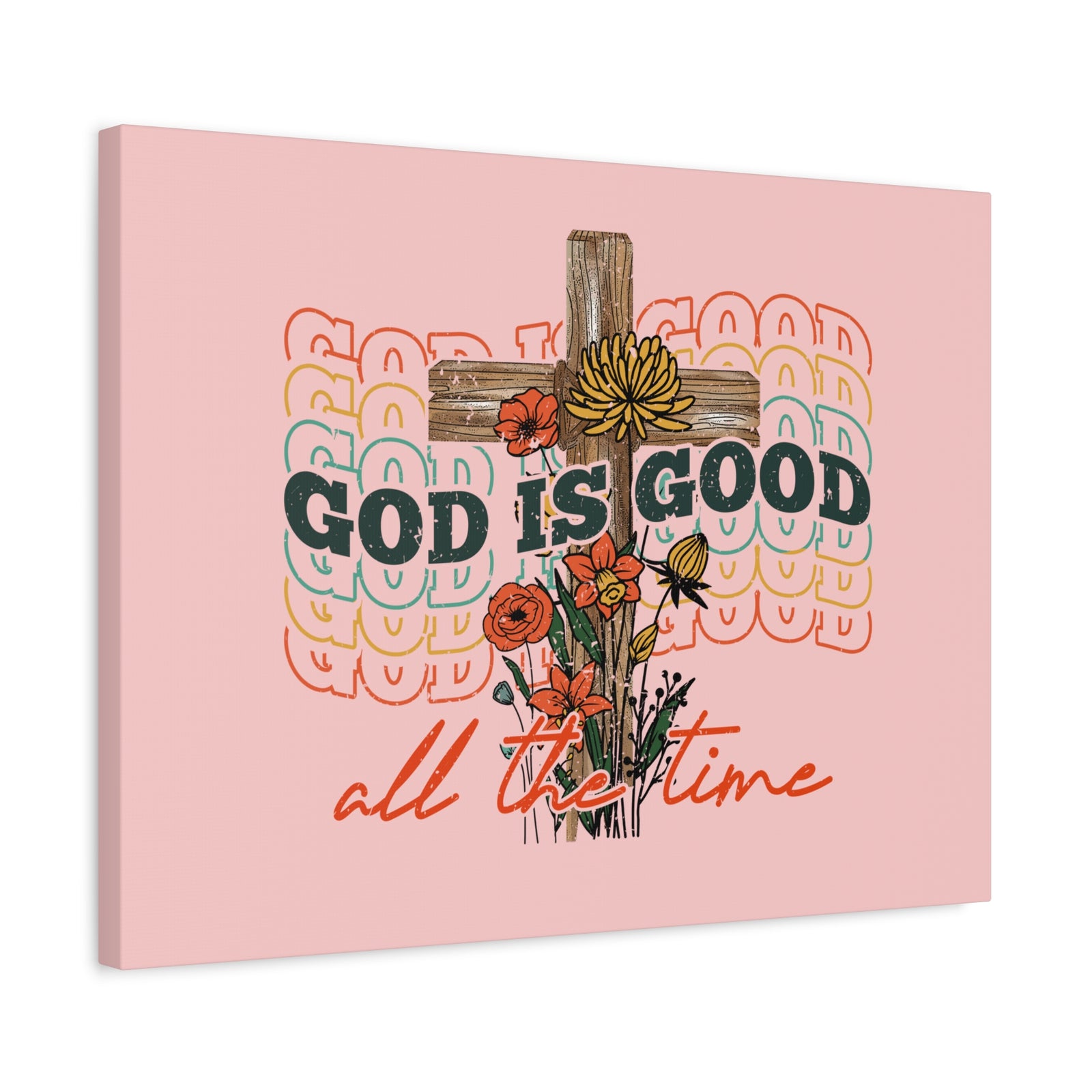 Scripture Canvas God Is Good Psalm 100:5 Light Red Christian Wall Art Bible Verse Print Ready to Hang-Express Your Love Gifts
