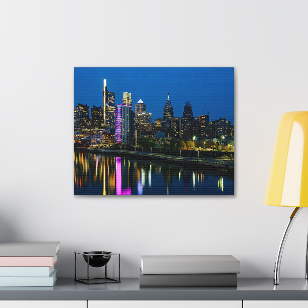 Philadelphia Night Skyline Canvas Artwork High-Quality Breathtaking Stunning Cityscape for Home Decor Ready to Hang-Express Your Love Gifts