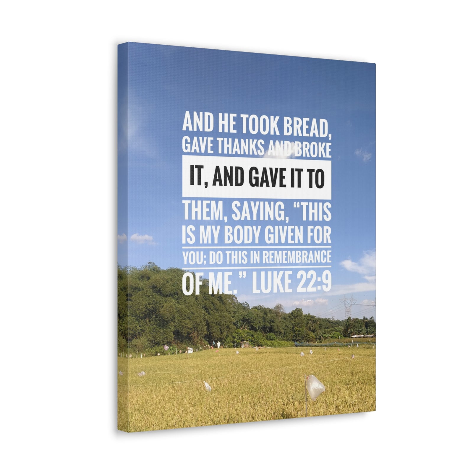 Scripture Canvas Gave Thanks Luke 22:9 Christian Wall Art Bible Verse Print Ready to Hang-Express Your Love Gifts