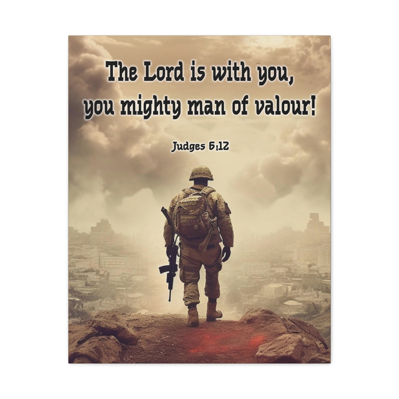 Scripture Walls Divine Valor: A Soldier's Journey Judges 6:12 Christian Wall Art Print Ready to Hang Unframed-Express Your Love Gifts
