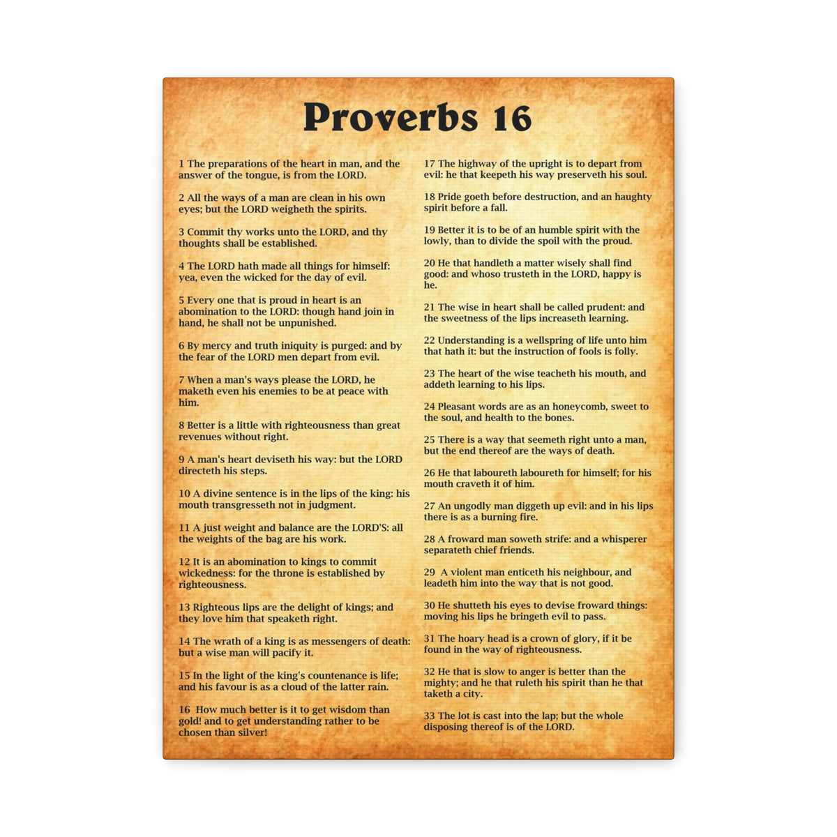 Scripture Walls Proverbs Chapter 16 Gold Bible Canvas Christian Wall Art Ready to Hang Unframed-Express Your Love Gifts