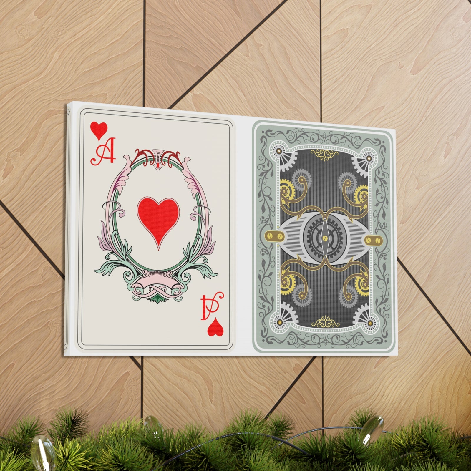 Steampunk Style Ace Of Hearts Playing Card Canvas Wall Art for Home Decor Ready-to-Hang-Express Your Love Gifts