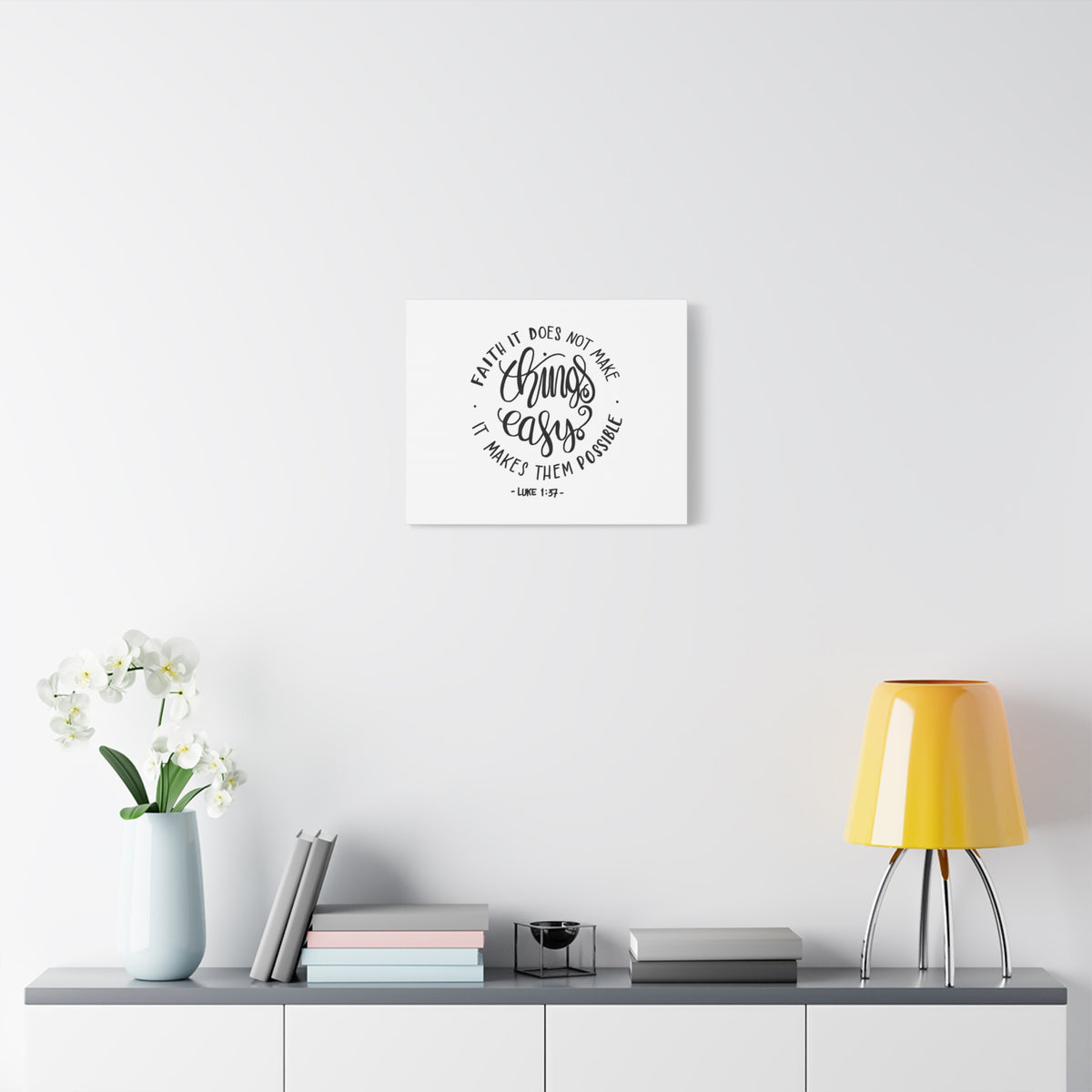 Scripture Canvas Things Easy Luke 1:37 Christian Wall Art Bible Verse Print Ready to Hang