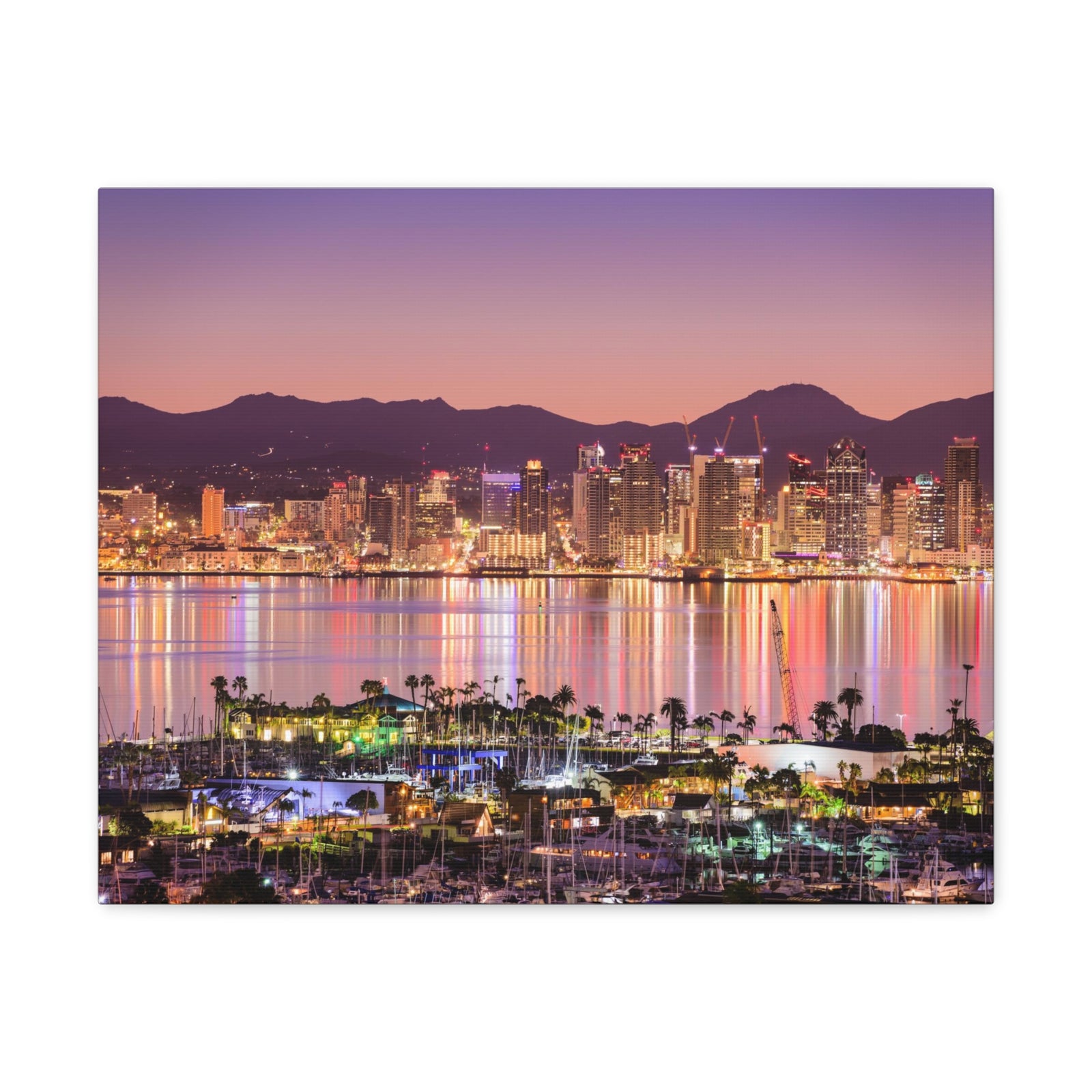 San Diego Night Skyline Canvas Artwork High-Quality Breathtaking Stunning Cityscape for Home Decor Ready to Hang-Express Your Love Gifts