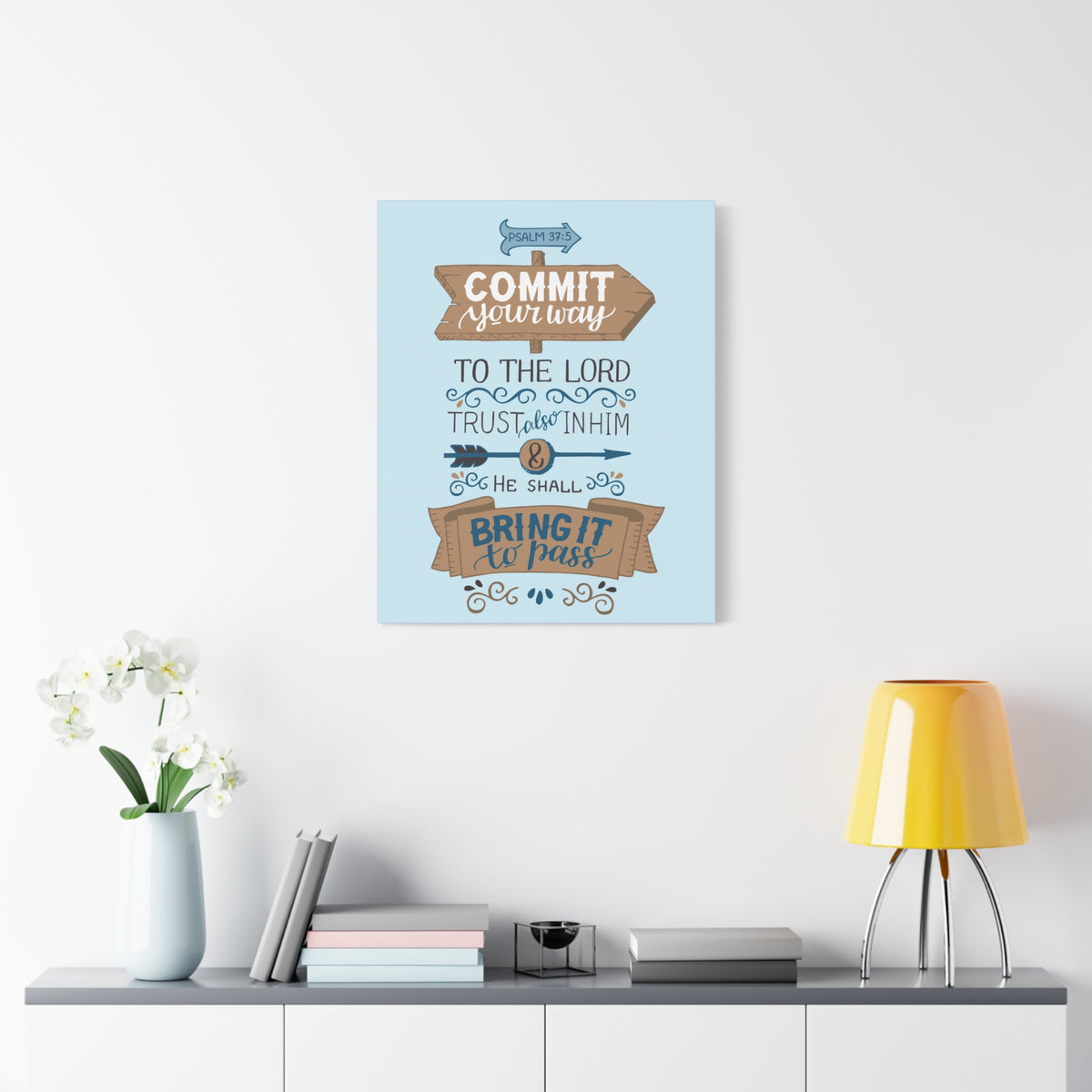Scripture Canvas Commit Your Way Psalm 37:5 Christian Wall Art Bible Verse Print Ready To Hang-Express Your Love Gifts