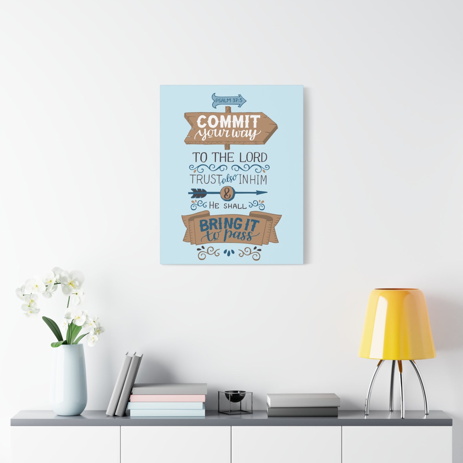 Scripture Canvas Commit Your Way Psalm 37:5 Christian Wall Art Bible Verse Print Ready To Hang-Express Your Love Gifts