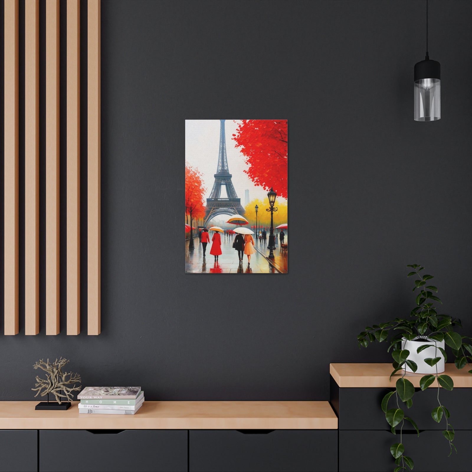 Paris Eiffel Tower Red Dress And Red Tree France Canvas Artwork High-Quality Breathtaking French City for Home Decor Ready to Hang-Express Your Love Gifts