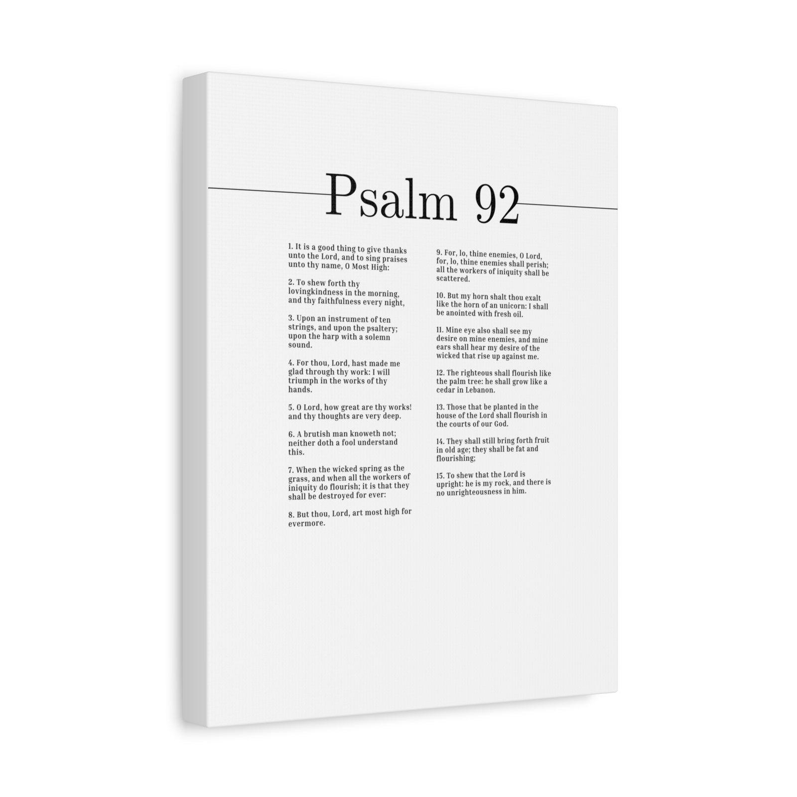 Scripture Canvas Give Thanks Unto The Lord Psalm 92 Christian Wall Art Bible Verse Print Ready to Hang-Express Your Love Gifts