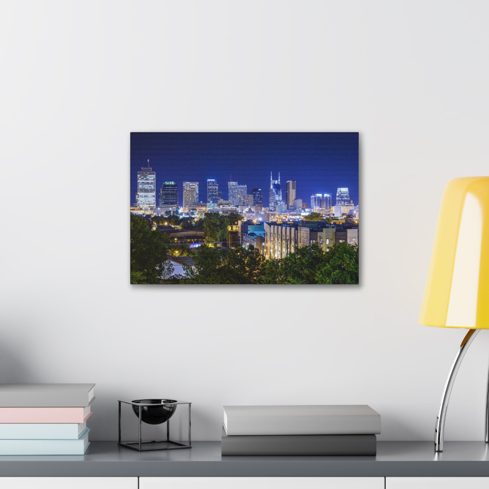Nashville Night Skyline Canvas Artwork High-Quality Breathtaking Stunning Cityscape for Home Decor Ready to Hang-Express Your Love Gifts