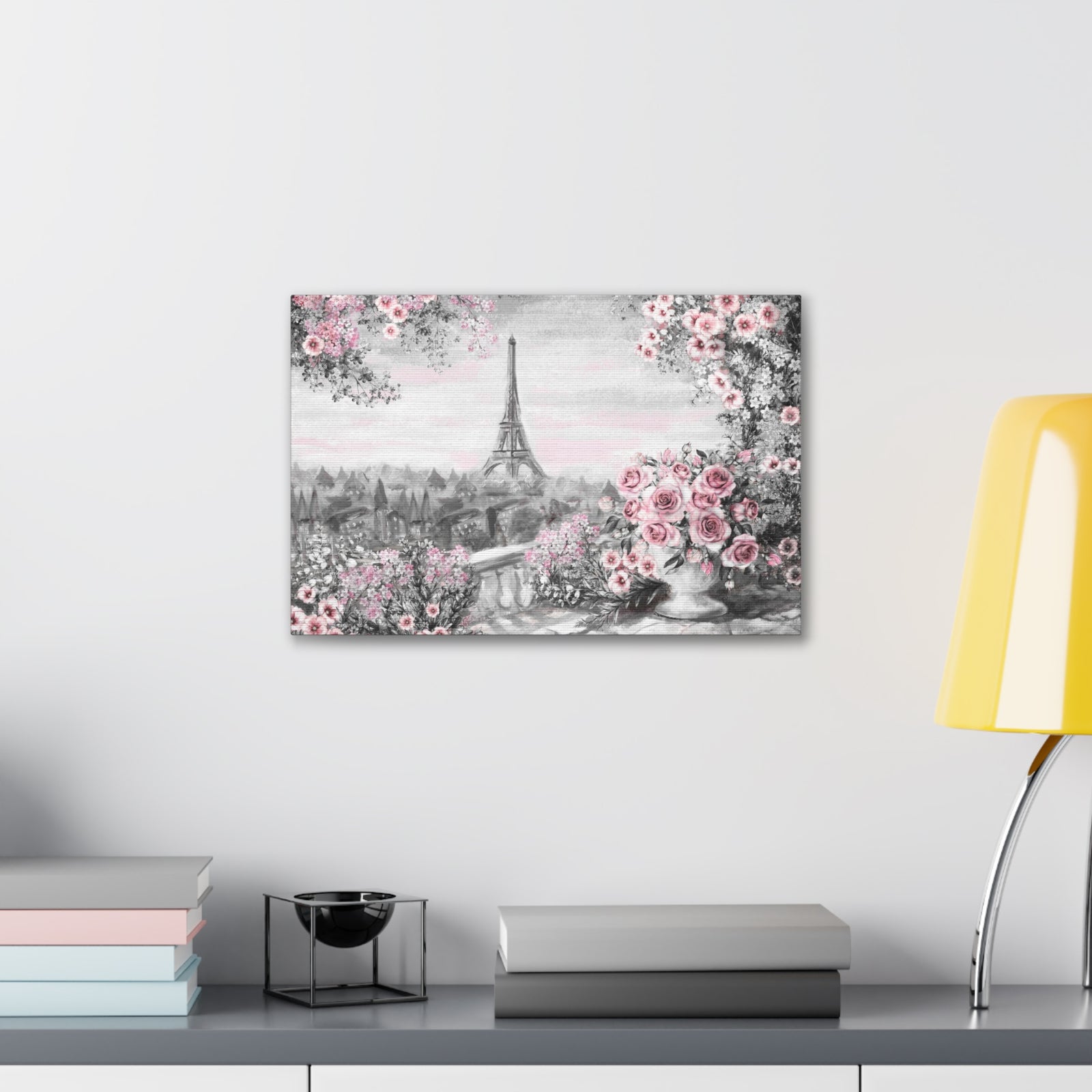 Paris Pink Rose France Canvas Artwork High-Quality Breathtaking French City for Home Decor Ready to Hang-Express Your Love Gifts