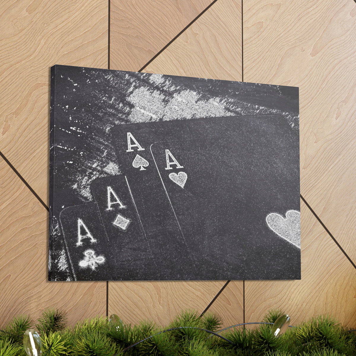 Chalkboard Playing Card Suit Ranked Playing Card Canvas Wall Art for Home Decor Ready-to-Hang-Express Your Love Gifts