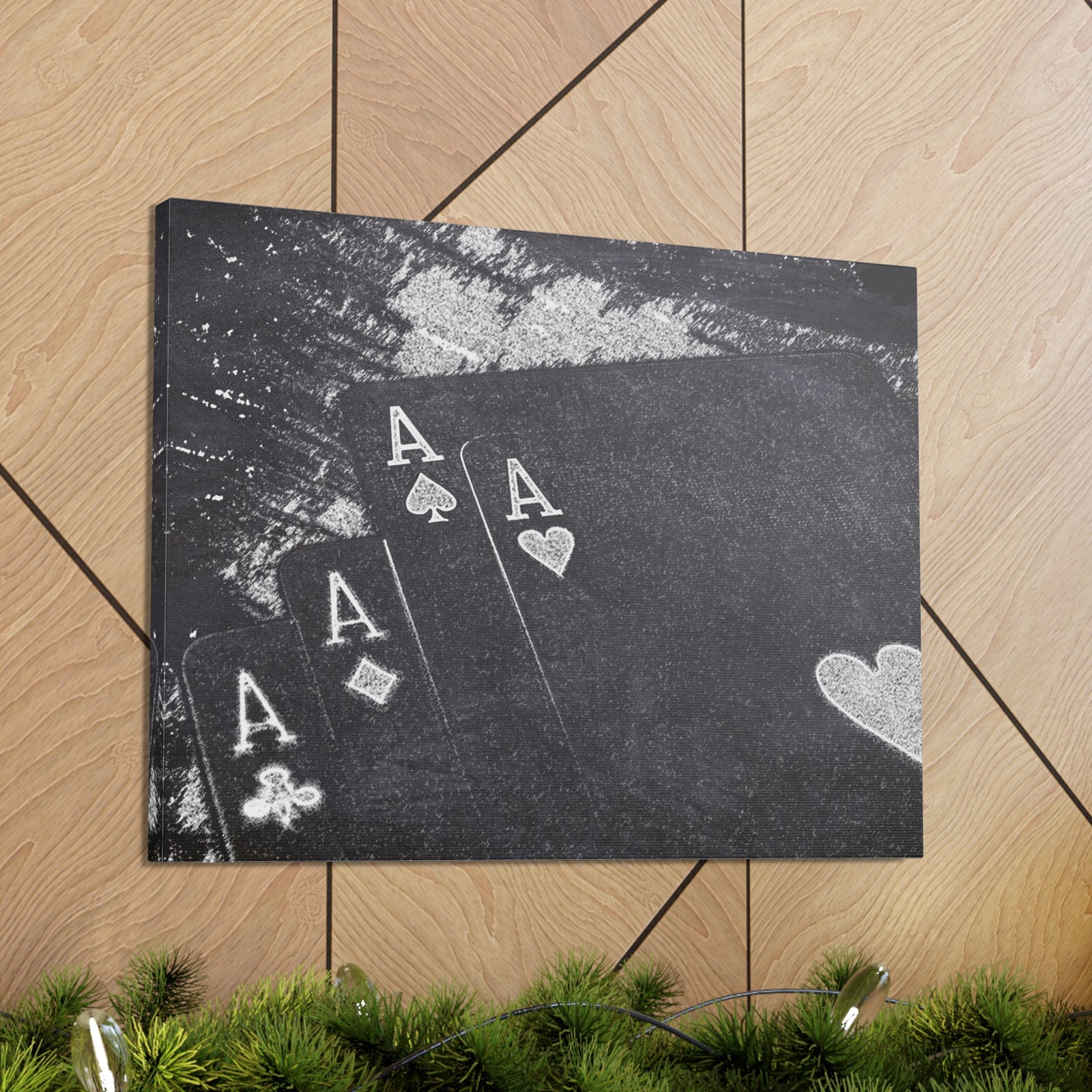 Chalkboard Playing Card Suit Ranked Playing Card Canvas Wall Art for Home Decor Ready-to-Hang-Express Your Love Gifts