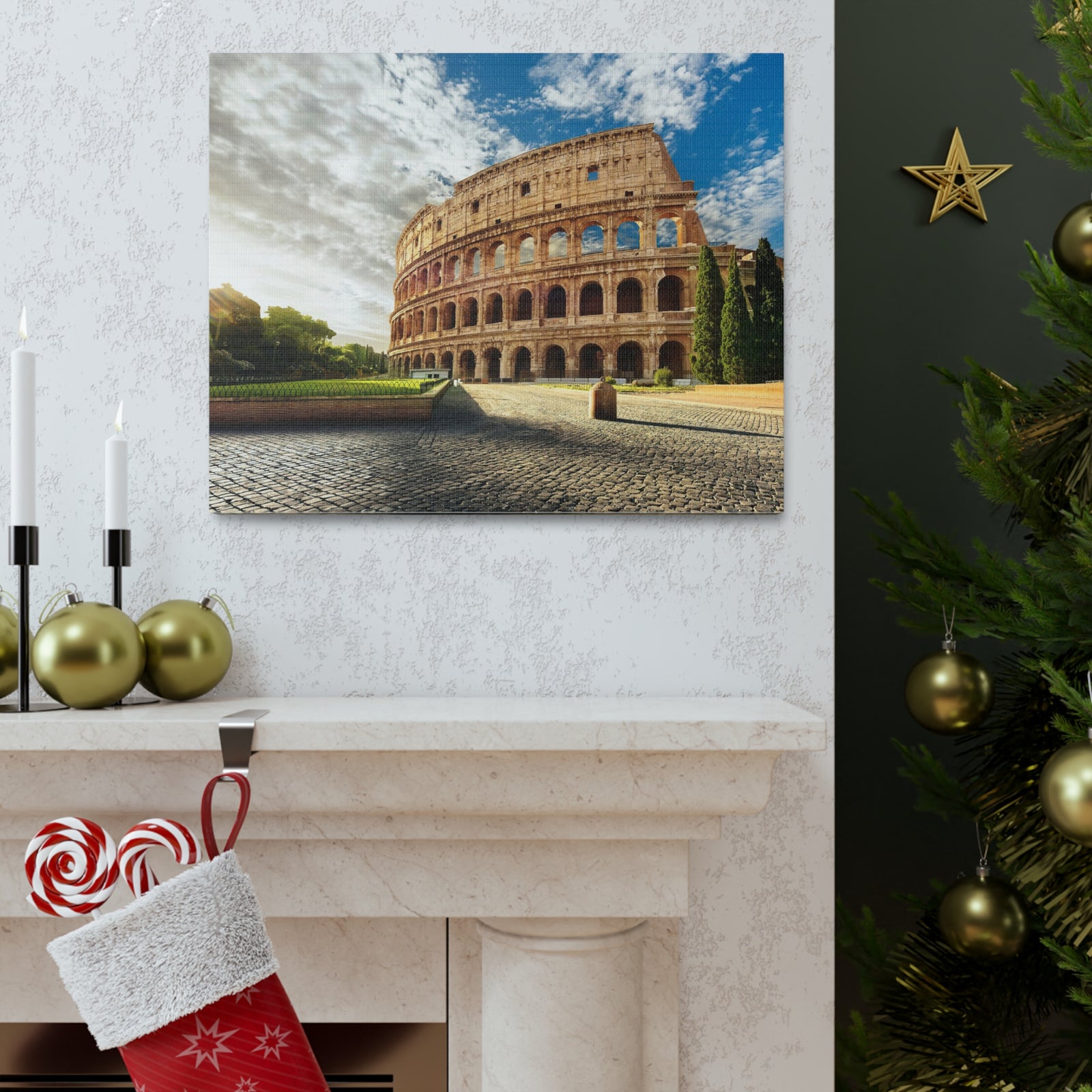 Italy Colosseum in Rome Modern Multicolor Scenic Nature Photography Canvas Home Office Decor Ready to Hang-Express Your Love Gifts