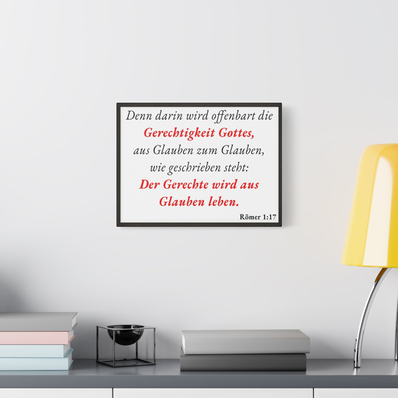 Scripture Walls Römer 1:17 Romans 1:17 Live By Faith German White Bible Verse Canvas Christian Wall Art Ready to Hang Unframed-Express Your Love Gifts