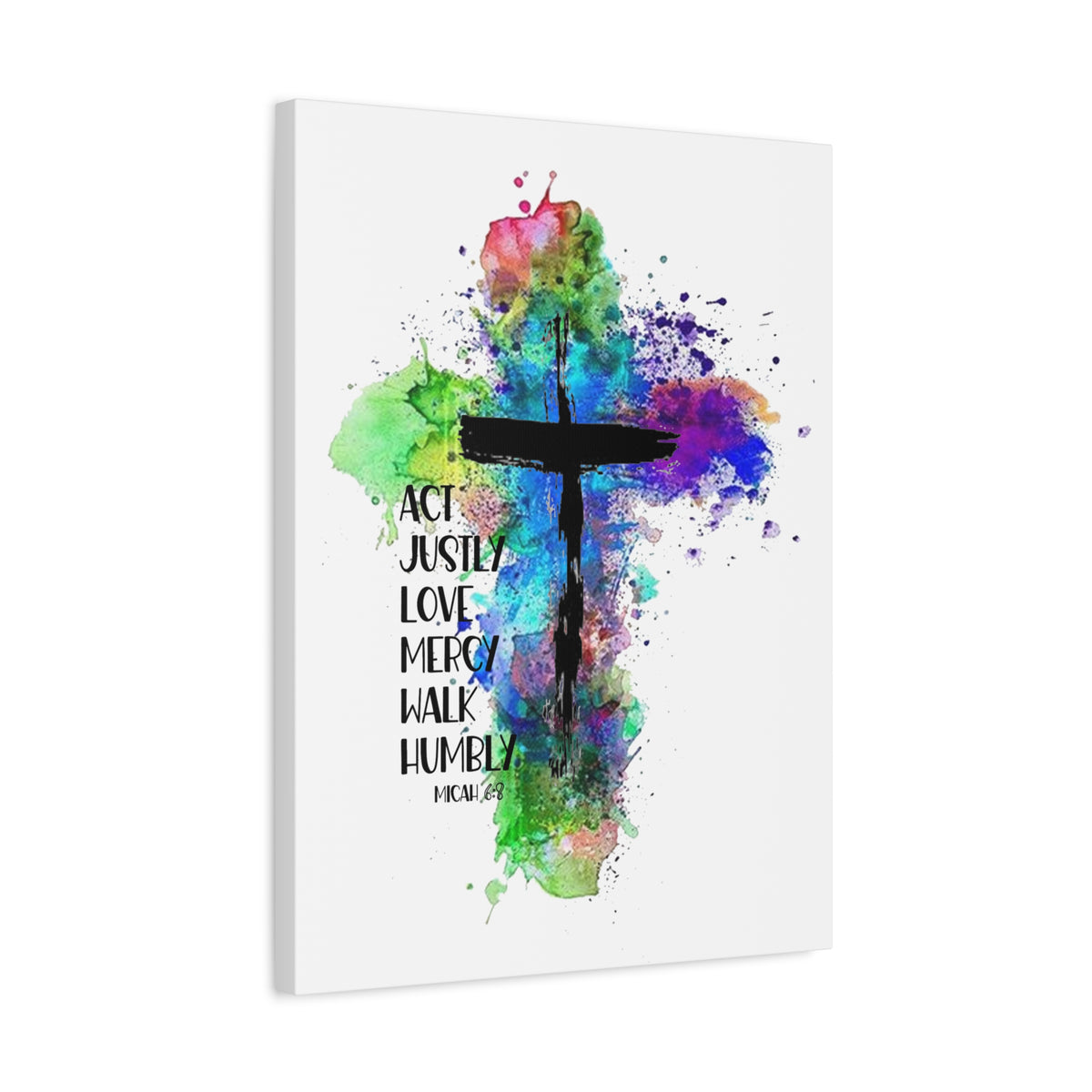 Scripture Walls Micah 6:8 Act Justly Distressed Cross Bible Verse Canvas Christian Wall Art Ready to Hang Unframed-Express Your Love Gifts