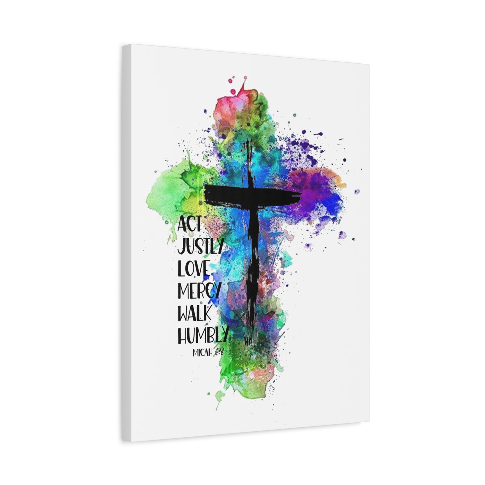 Scripture Walls Micah 6:8 Act Justly Distressed Cross Bible Verse Canvas Christian Wall Art Ready to Hang Unframed-Express Your Love Gifts