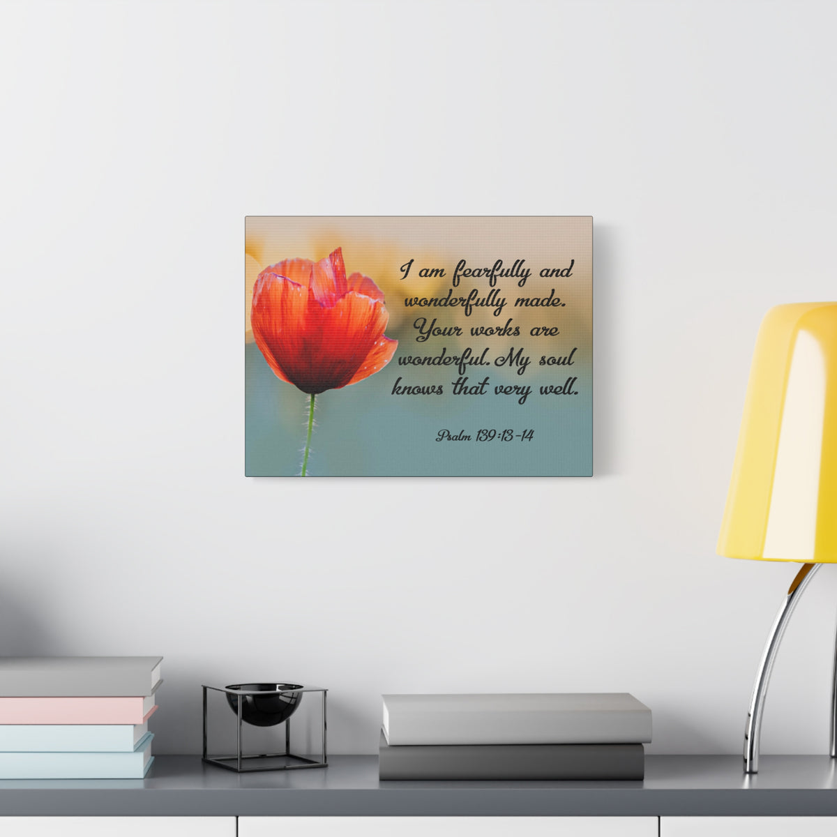 Bible Verse Canvas I Am Fearfully and Wonderfully Made Psalm 139:13-14 Christian Home Décor Wall Art Scripture Ready to Hang Faith Print-Express Your Love Gifts