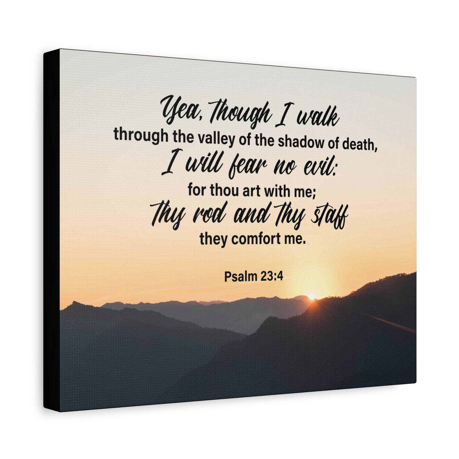 Bible Verse Canvas I WIll Fear No Evil Psalm 23:4 Wall Art Christian Home Decor Psalm 23:4-Express Your Love Gifts
