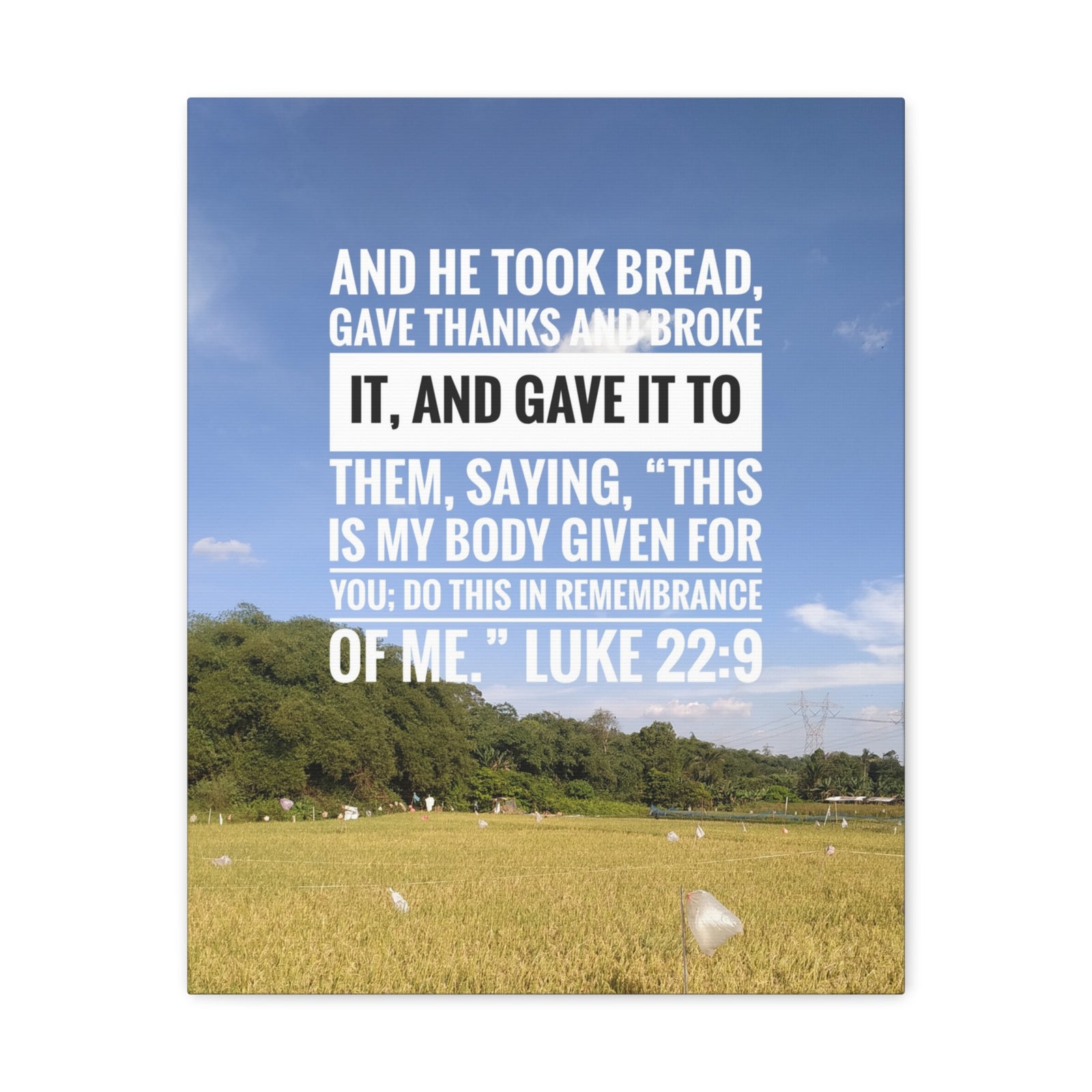 Scripture Canvas Gave Thanks Luke 22:9 Christian Wall Art Bible Verse Print Ready to Hang-Express Your Love Gifts