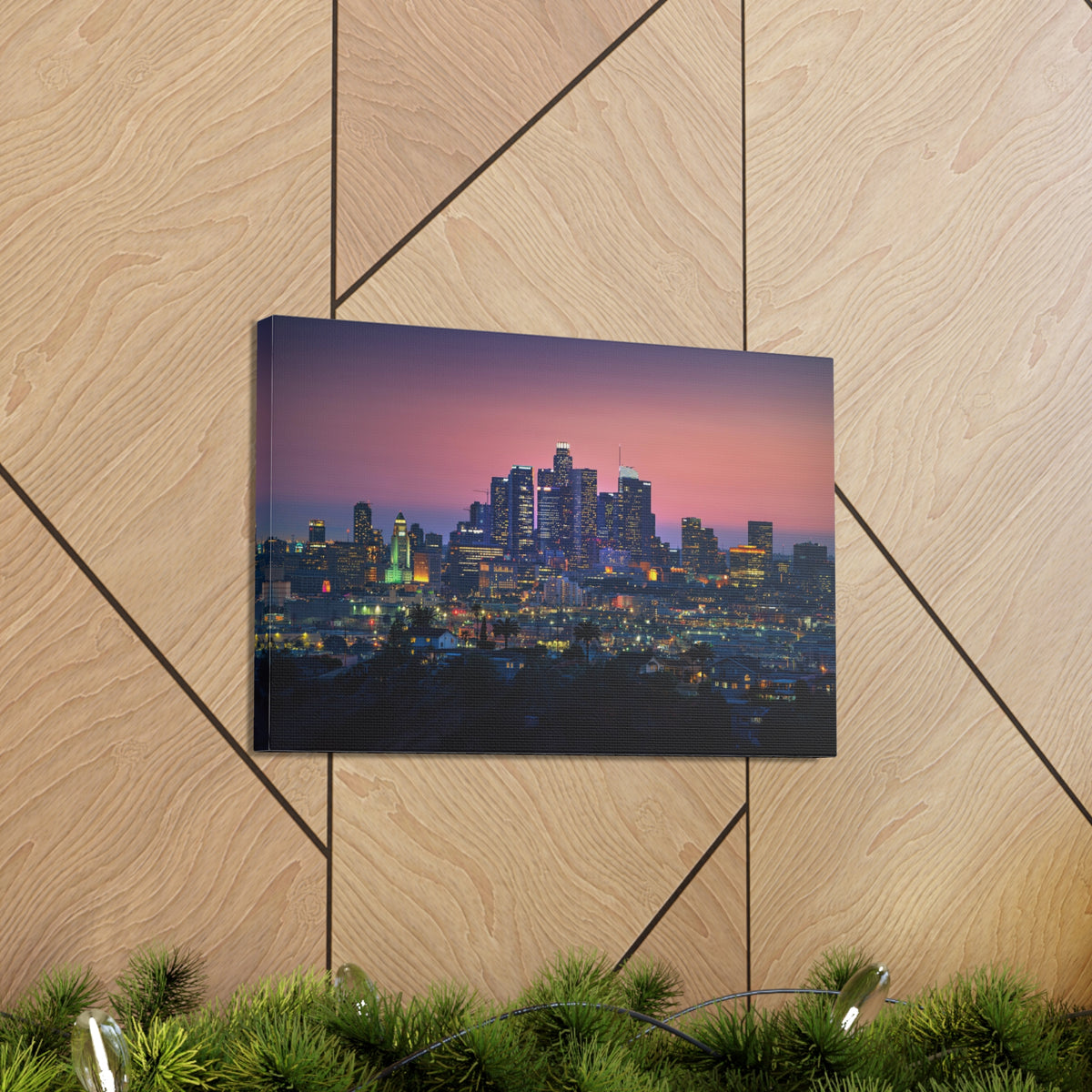 Los Angeles Night Skyline Canvas Artwork High-Quality Breathtaking Stunning Cityscape for Home Decor Ready to Hang-Express Your Love Gifts
