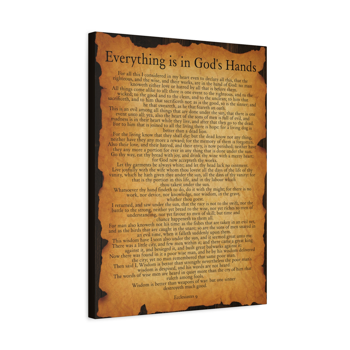 Scripture Walls Everything is in God's Hands Ecclesiastes 9 Gold Brown Bible Verse Canvas Christian Wall Art Ready to Hang-Express Your Love Gifts