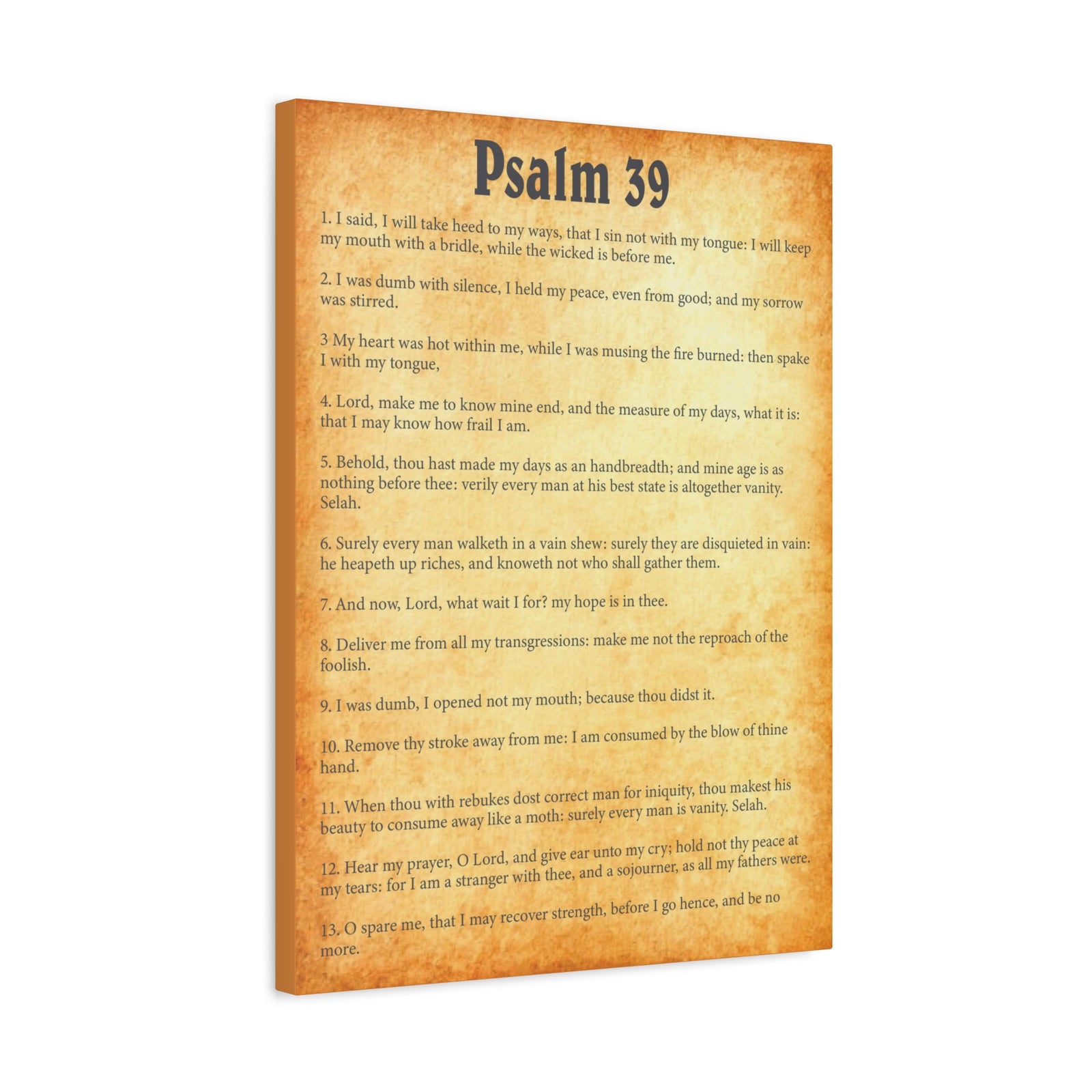 Scripture Walls Psalm 39 Gold Bible Chapter Canvas Christian Wall Art Ready to Hang-Express Your Love Gifts