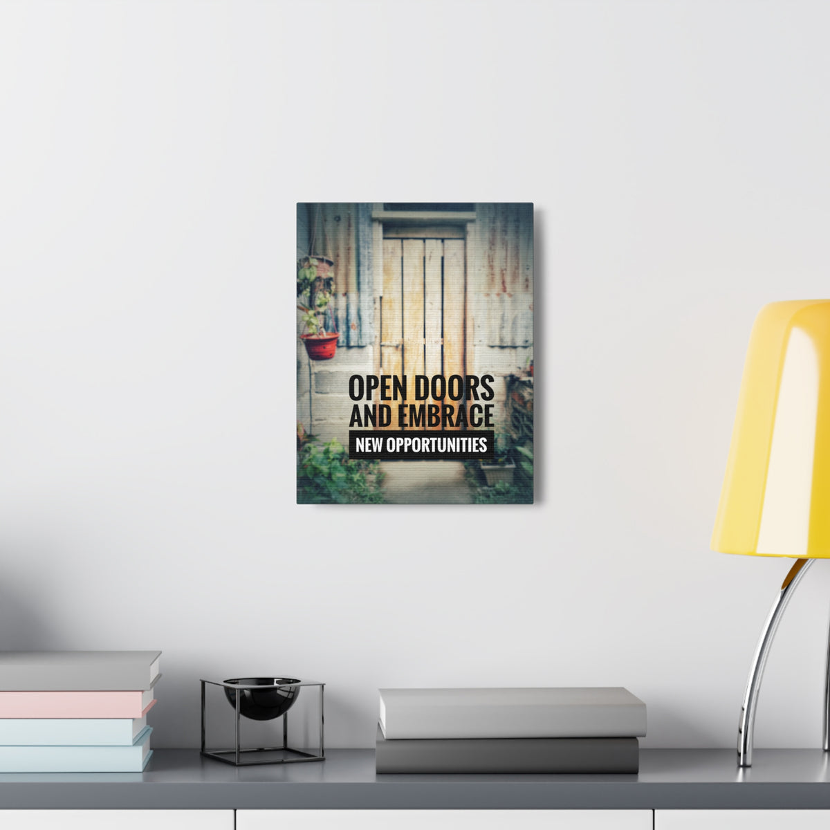 Inspirational Quote Canvas Open Doors and Embrace Motivational Print Ready to Hang Artwork-Express Your Love Gifts