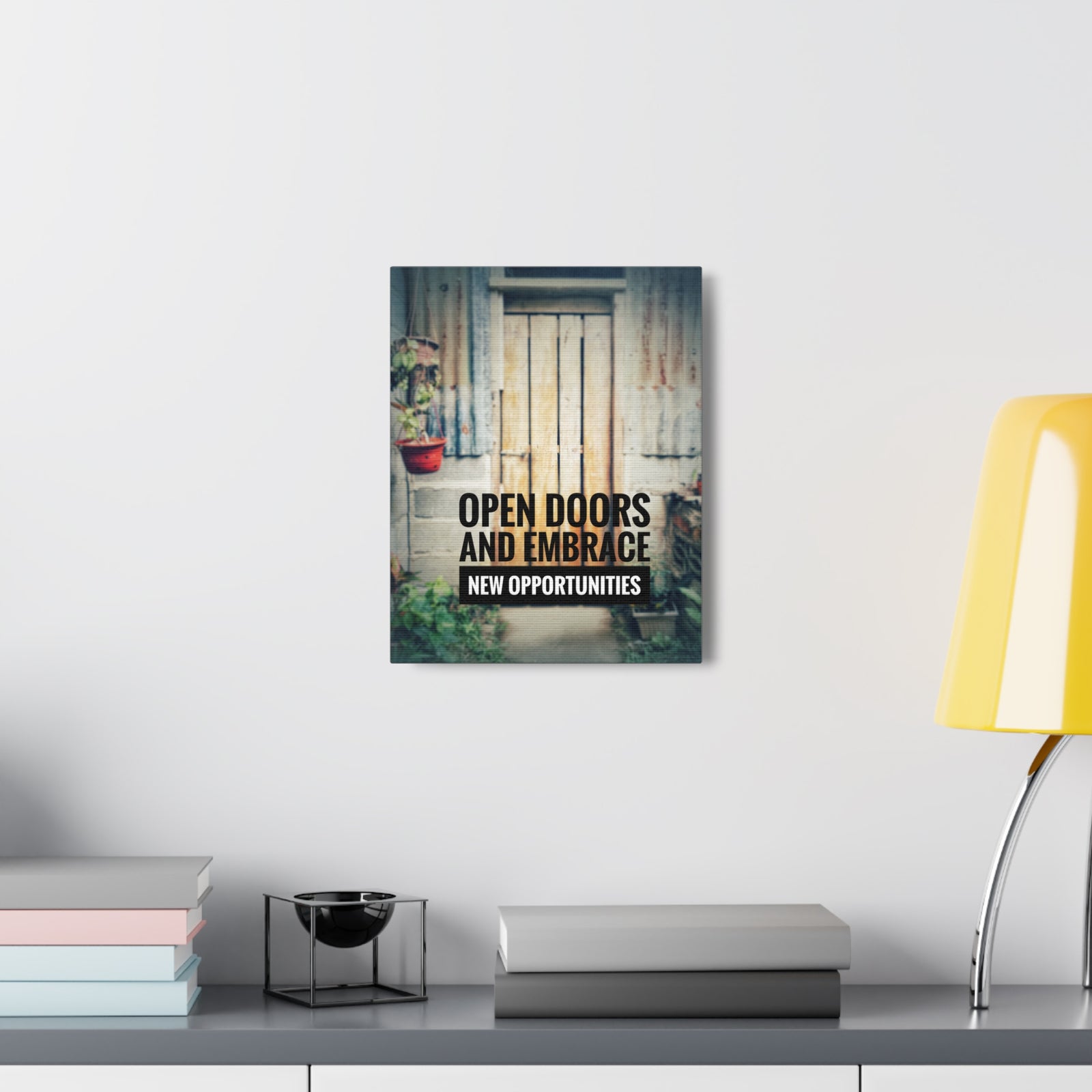 Inspirational Quote Canvas Open Doors and Embrace Motivational Print Ready to Hang Artwork-Express Your Love Gifts