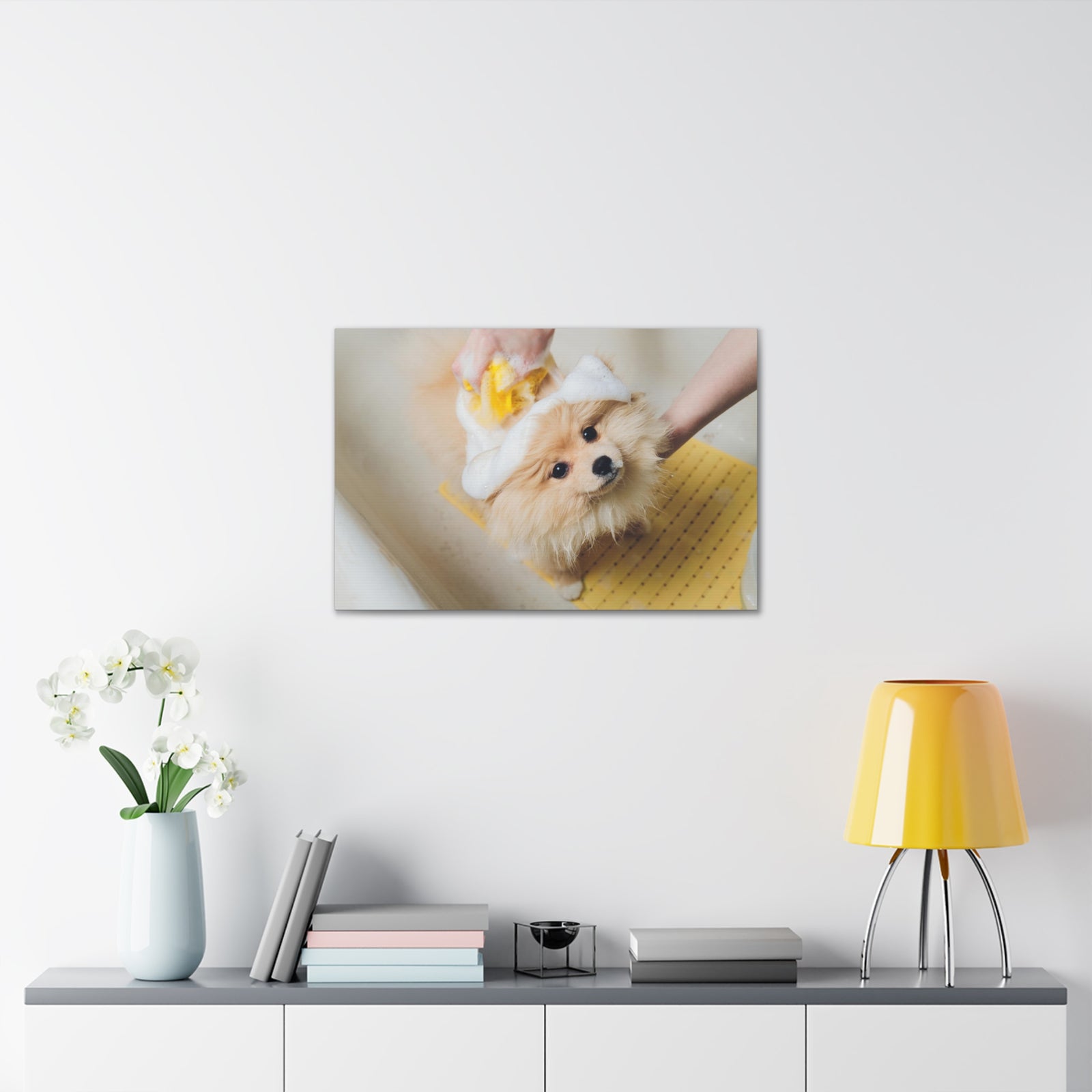 Cute Pomeranian Bathee Canvas Wall Art for Home Decor Ready-to-Hang-Express Your Love Gifts