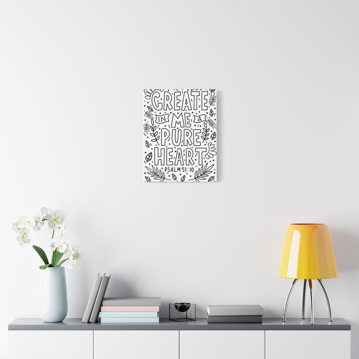 Scripture Canvas A Pure Heart Psalm 51:10 Christian Wall Art Bible Verse Print Ready to Hang-Express Your Love Gifts