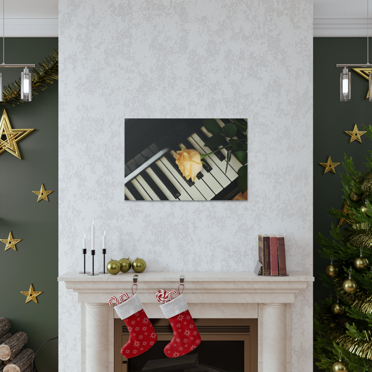 Piano Rose Music Lover's Delight Piano Keyboard Canvas Wall Art for Home Decor Ready-to-Hang-Express Your Love Gifts