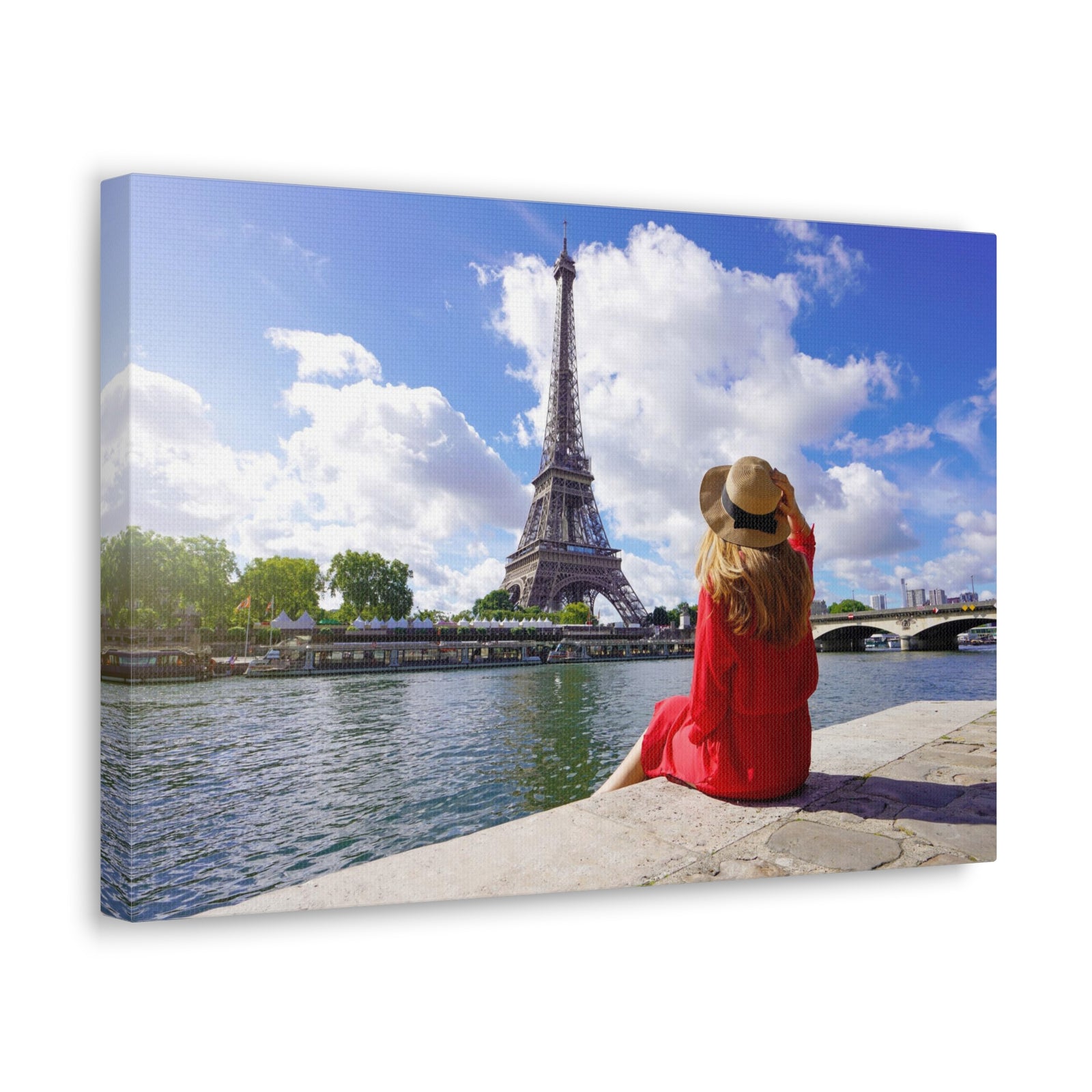 Eiffel Tower Sunrise Seine River Paris Skyline Canvas Artwork High-Quality Breathtaking Stunning Cityscape for Home Decor Ready to Hang-Express Your Love Gifts