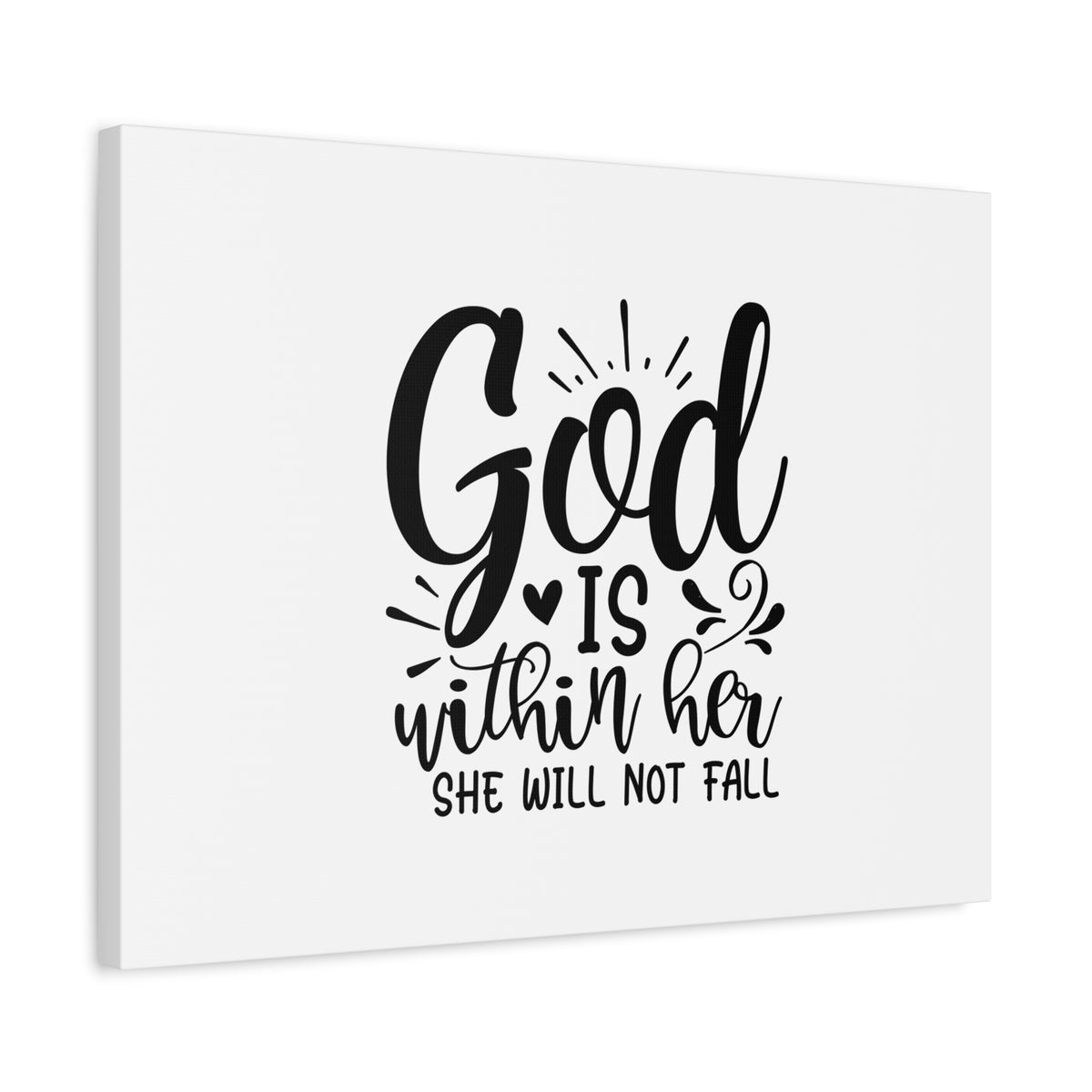 Scripture Canvas She Will Not Fall Psalms 46:5 Heart Christian Wall Art Bible Verse Print Ready to Hang-Express Your Love Gifts
