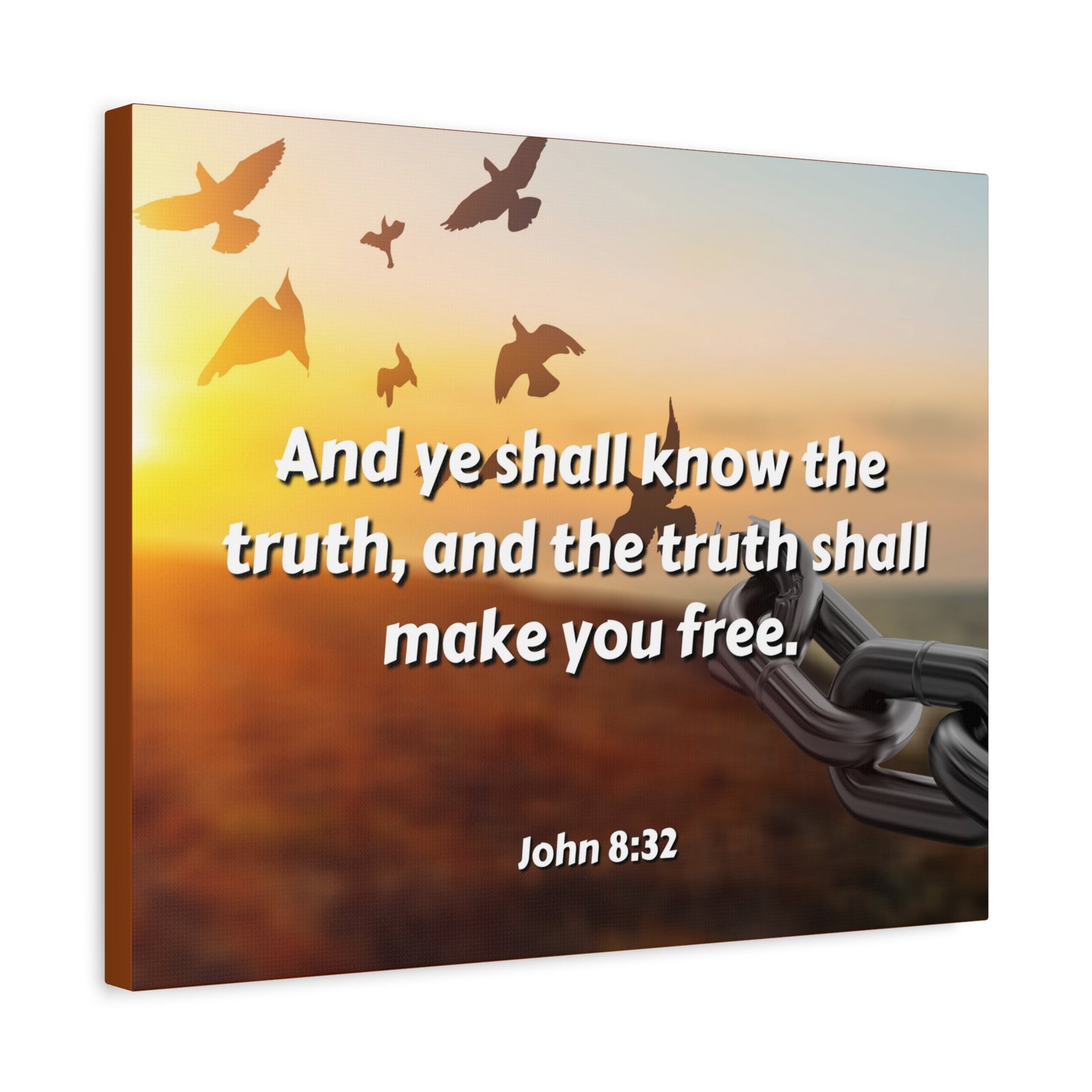 Scripture Canvas The Truth John 8:32 Christian Wall Art Bible Verse Print Ready to Hang-Express Your Love Gifts