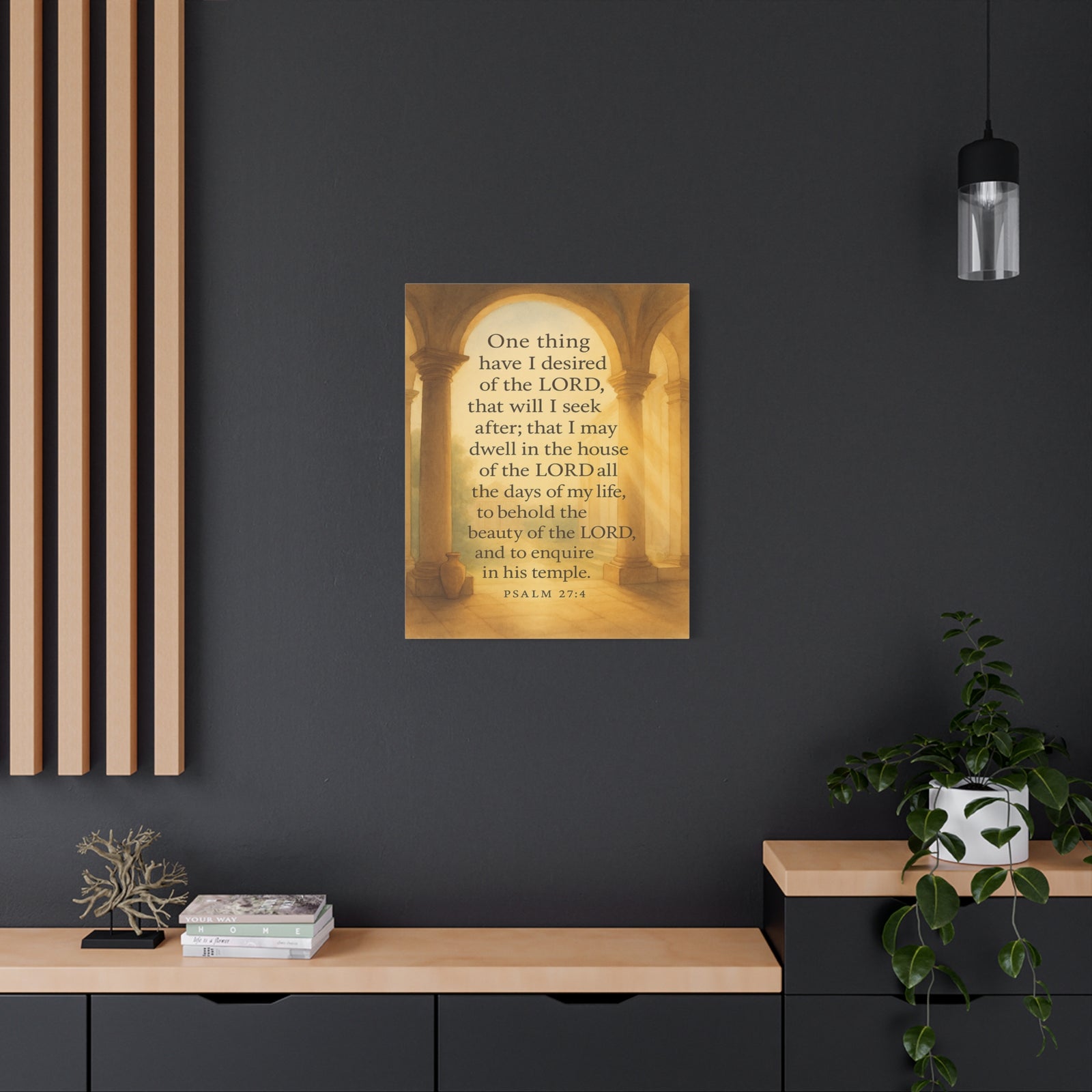 Bible Verse Canvas Psalm 27:4 Christian Home Décor Wall Art Scripture Ready to Hang Faith Print-Express Your Love Gifts