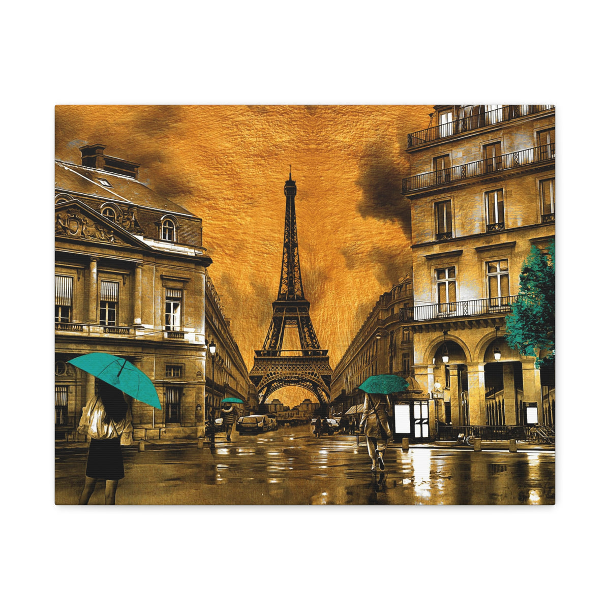 Yellow And Blue Eiffel Tower France Canvas Artwork High-Quality Breathtaking French City for Home Decor Ready to Hang-Express Your Love Gifts