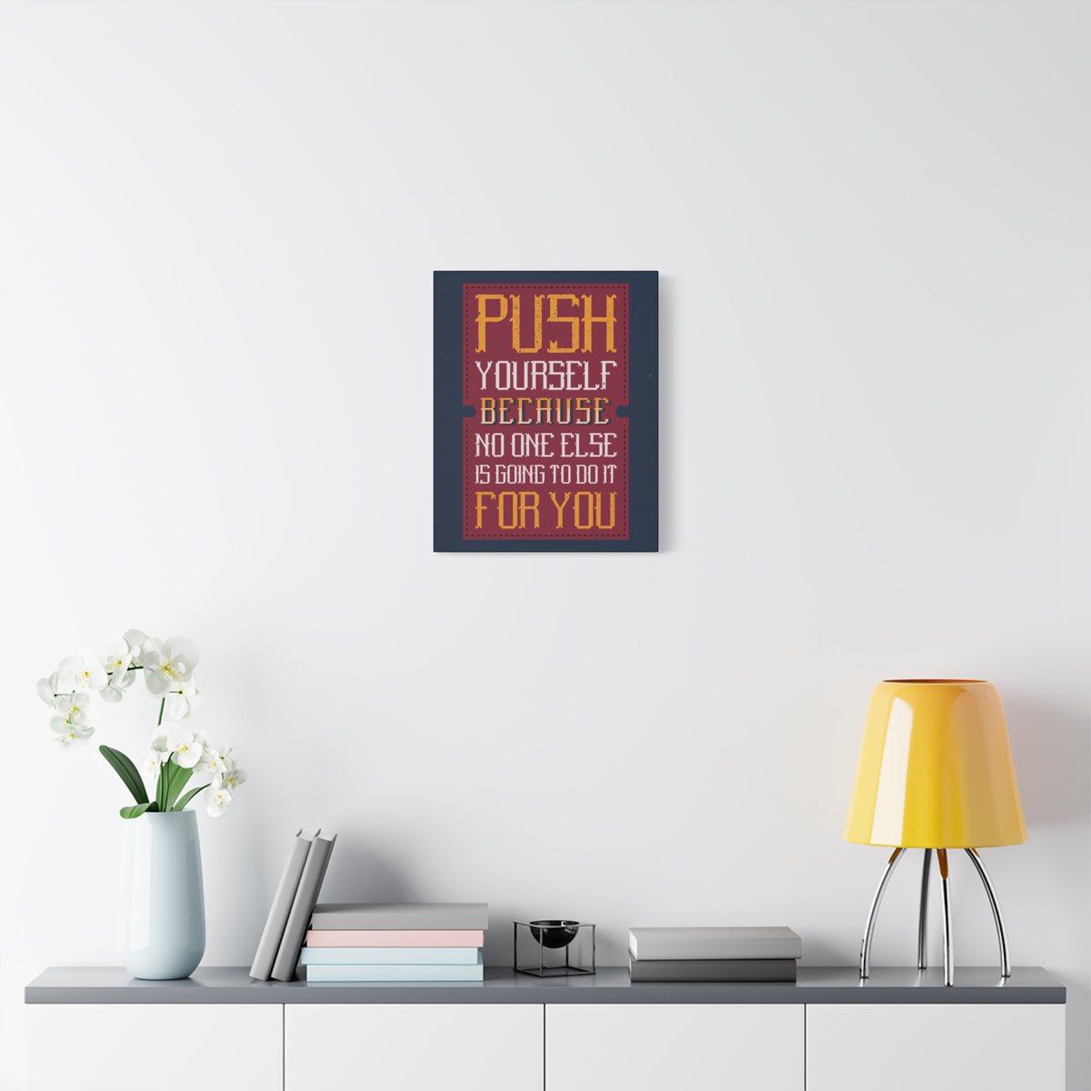 Inspirational Quote Canvas Push Yourself Wall Art Motivational Motto Inspiring Prints Artwork Decor Ready to Hang-Express Your Love Gifts
