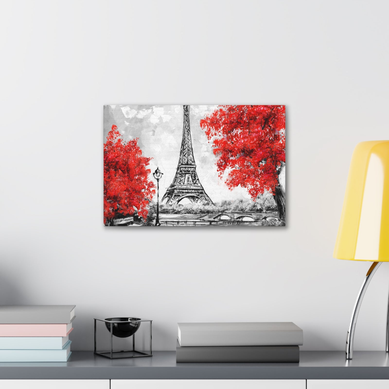 Paris Red Tree Eiffel Tower France Canvas Artwork High-Quality Breathtaking French City for Home Decor Ready to Hang-Express Your Love Gifts