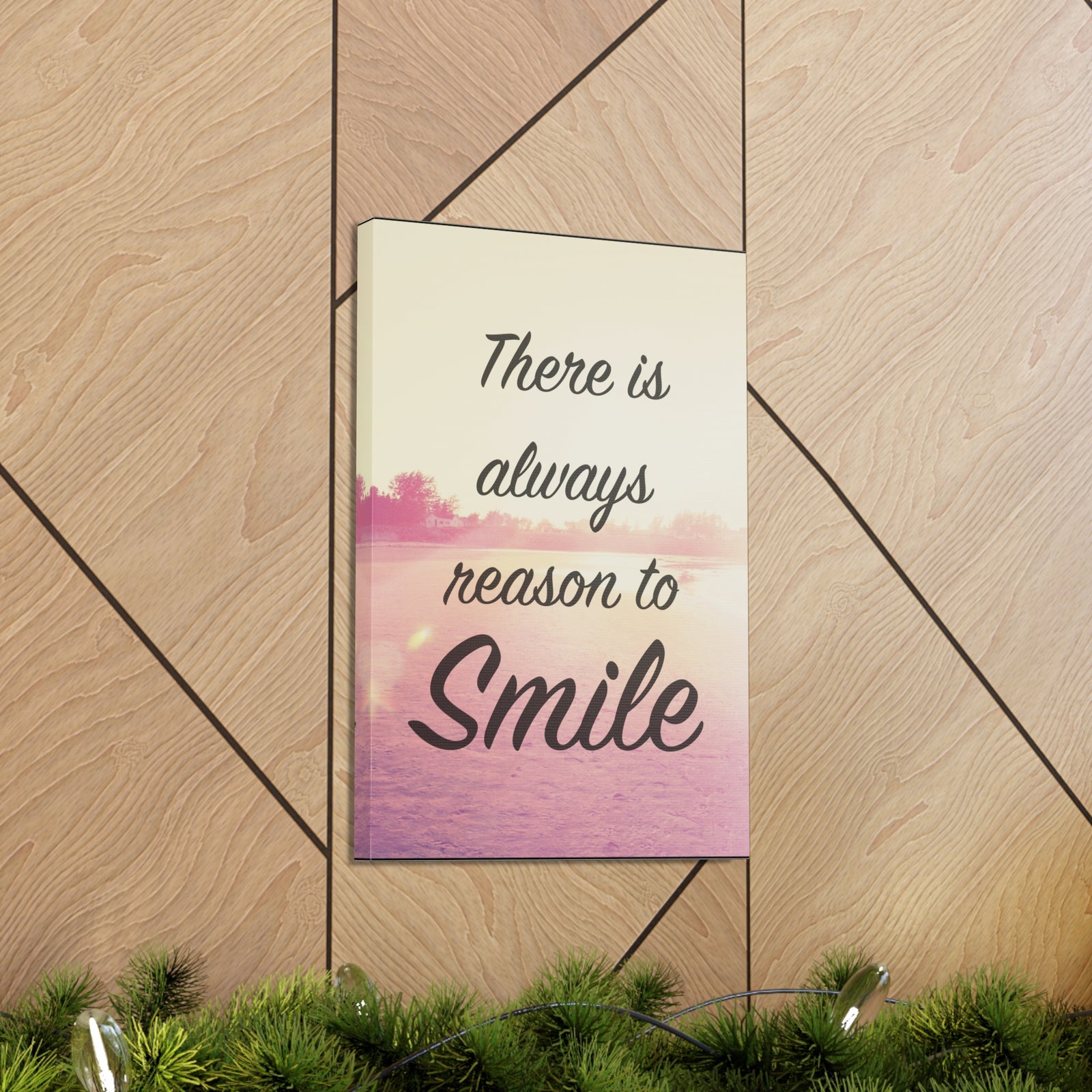 Inspirational Quote Canvas There Is Always Reason To Smile Motivational Print Ready to Hang Artwork-Express Your Love Gifts