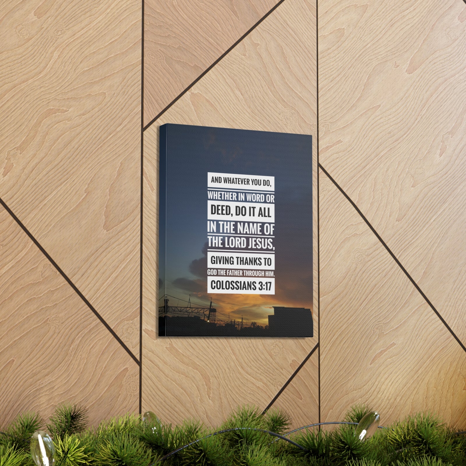 Scripture Canvas Thanks To God The Father Colossians 3:17 Christian Wall Art Bible Verse Print Ready to Hang-Express Your Love Gifts